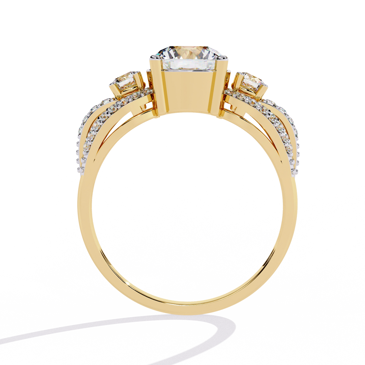 Three-Stone Solitaire Ring with CZ Diamonds