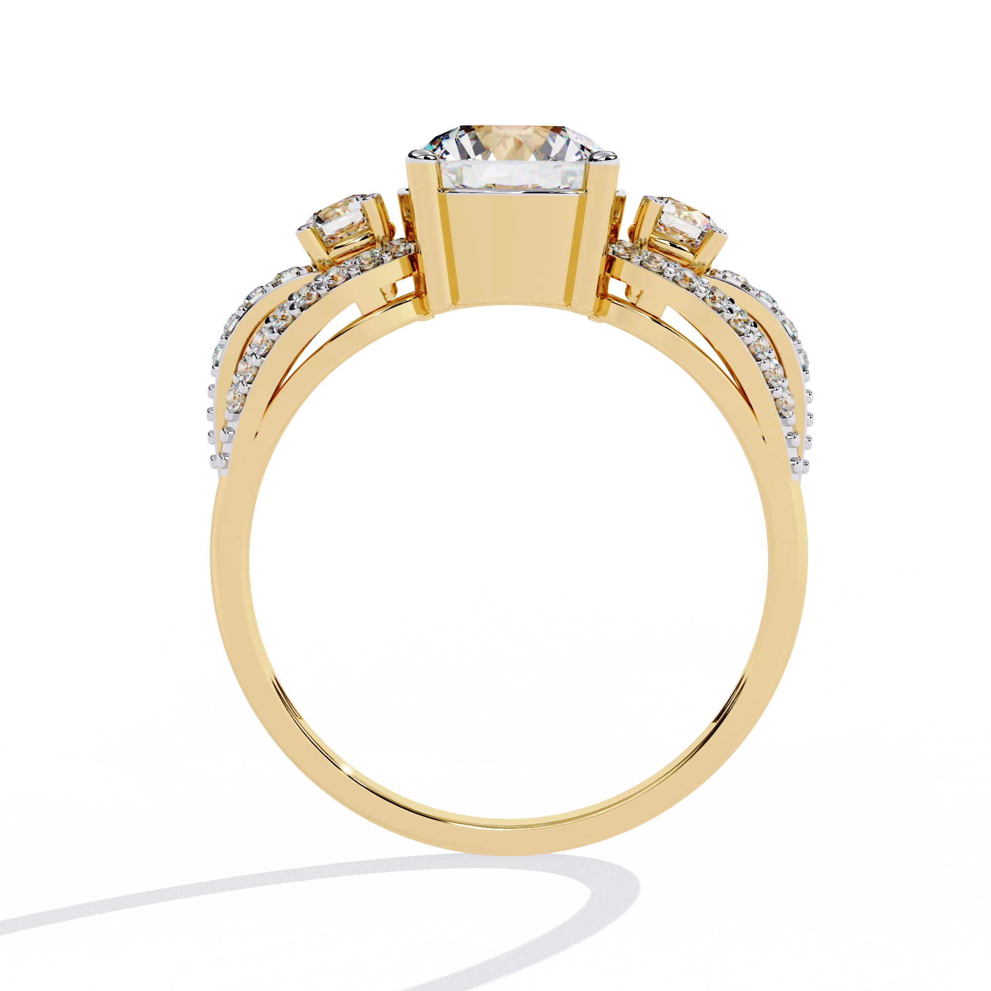 Three-Stone Solitaire Ring with CZ Diamonds