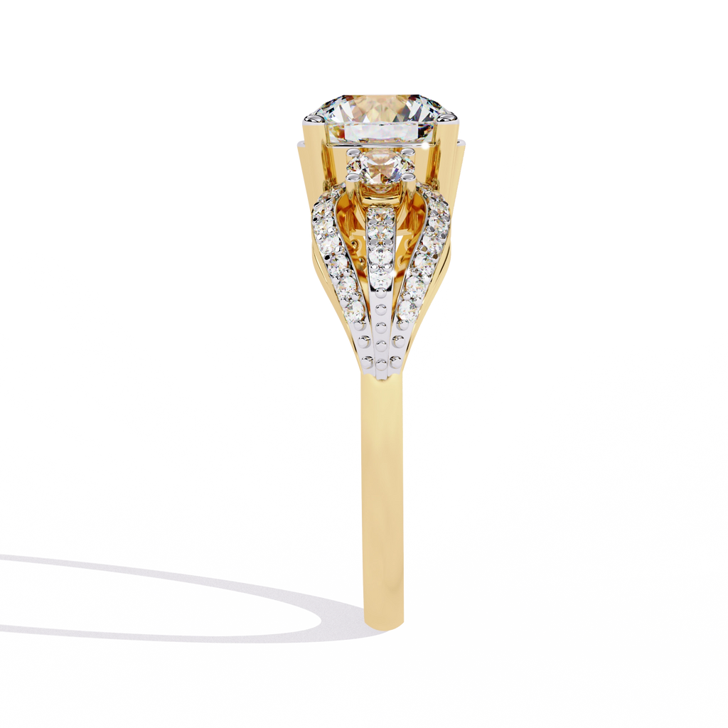 Three-Stone Solitaire Ring with CZ Diamonds
