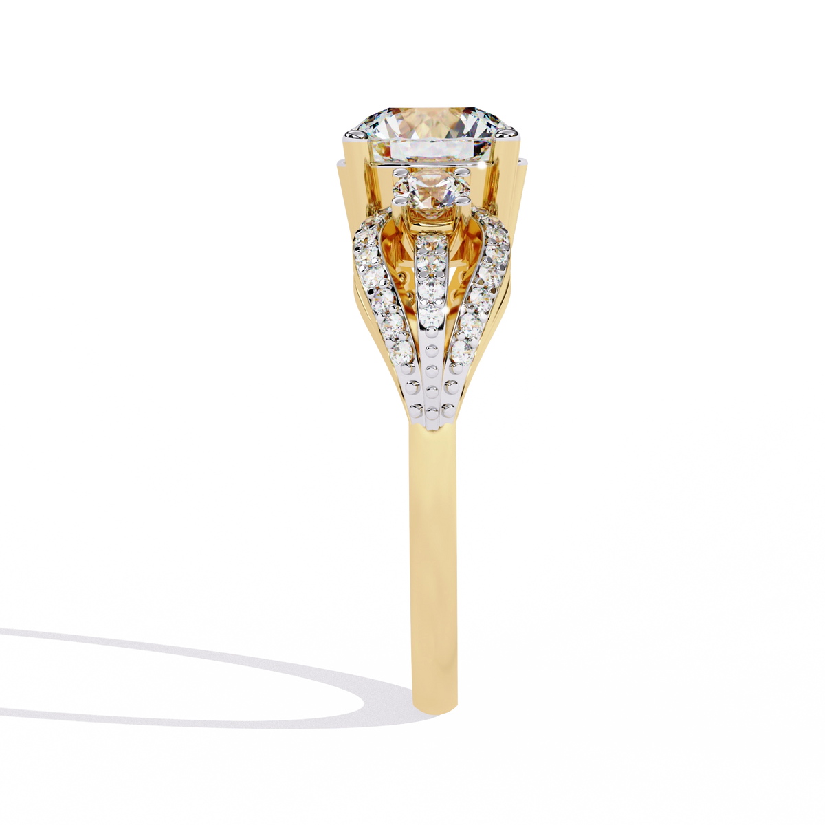 Three-Stone Solitaire Ring with CZ Diamonds