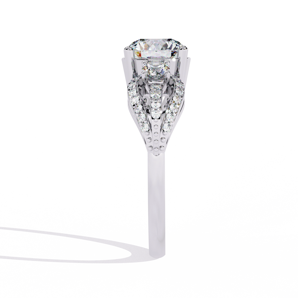 Three-Stone Solitaire Ring with CZ Diamonds
