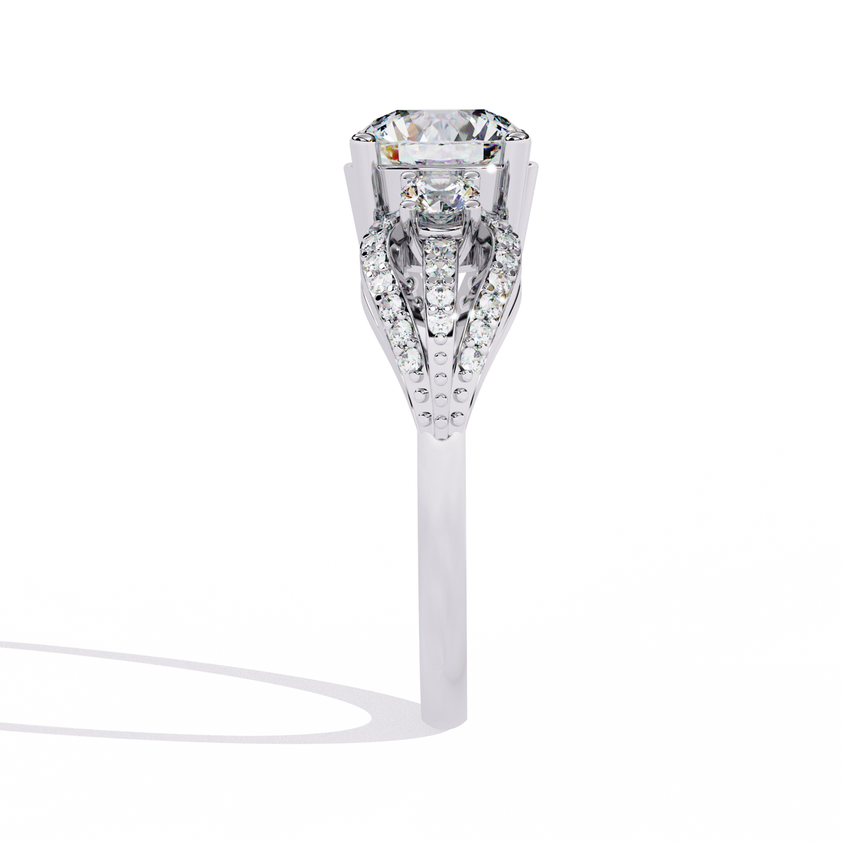 Three-Stone Solitaire Ring with CZ Diamonds