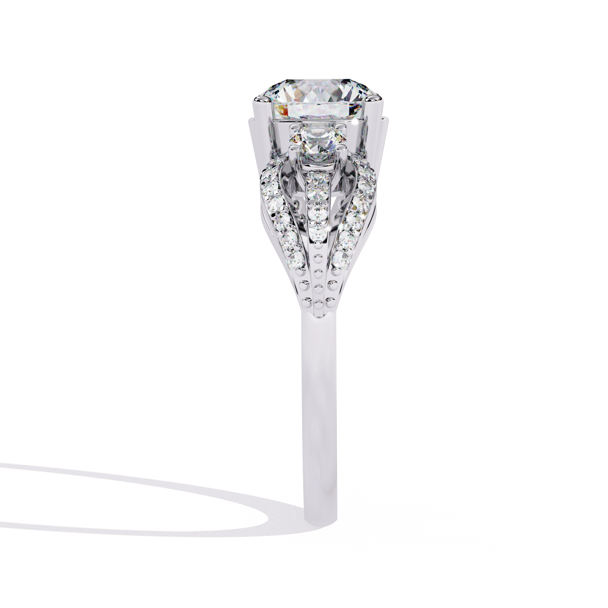 Three-Stone Solitaire Ring with CZ Diamonds