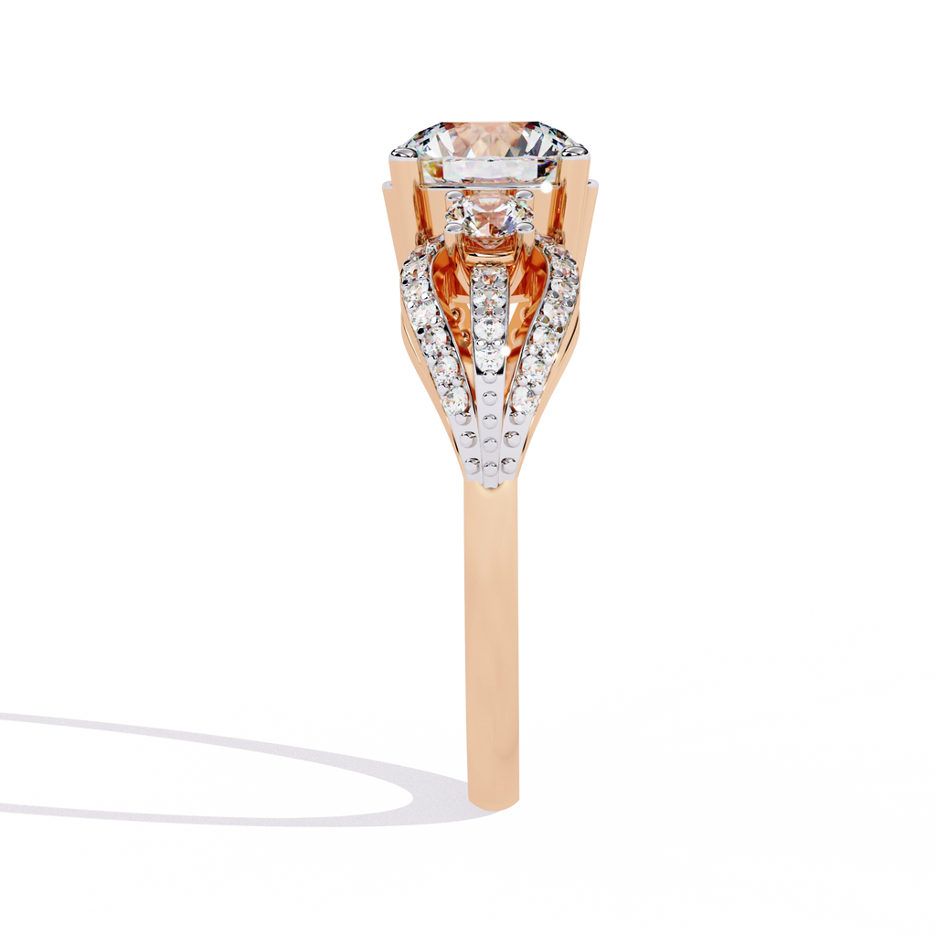 Three-Stone Solitaire Ring with CZ Diamonds