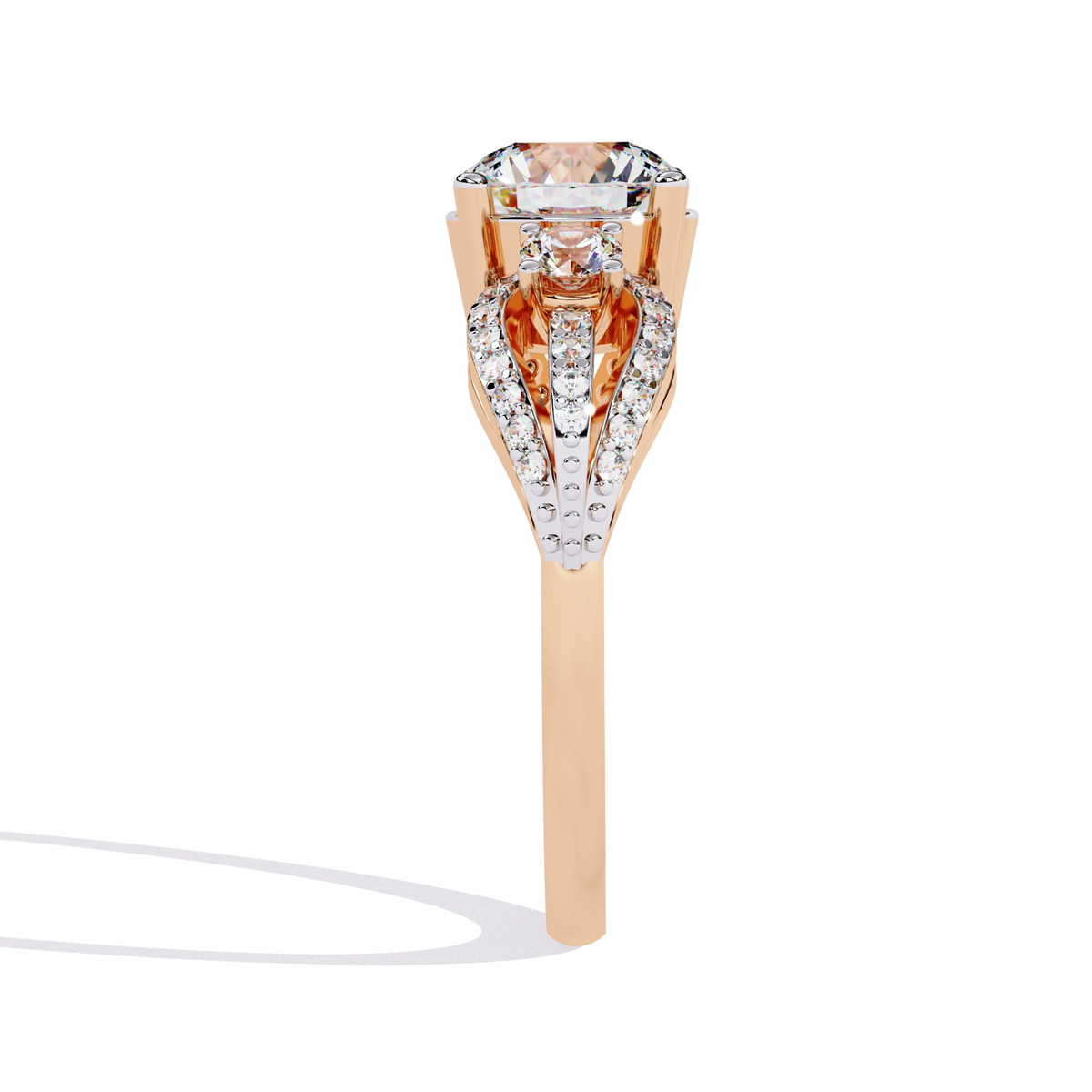 Three-Stone Solitaire Ring with CZ Diamonds