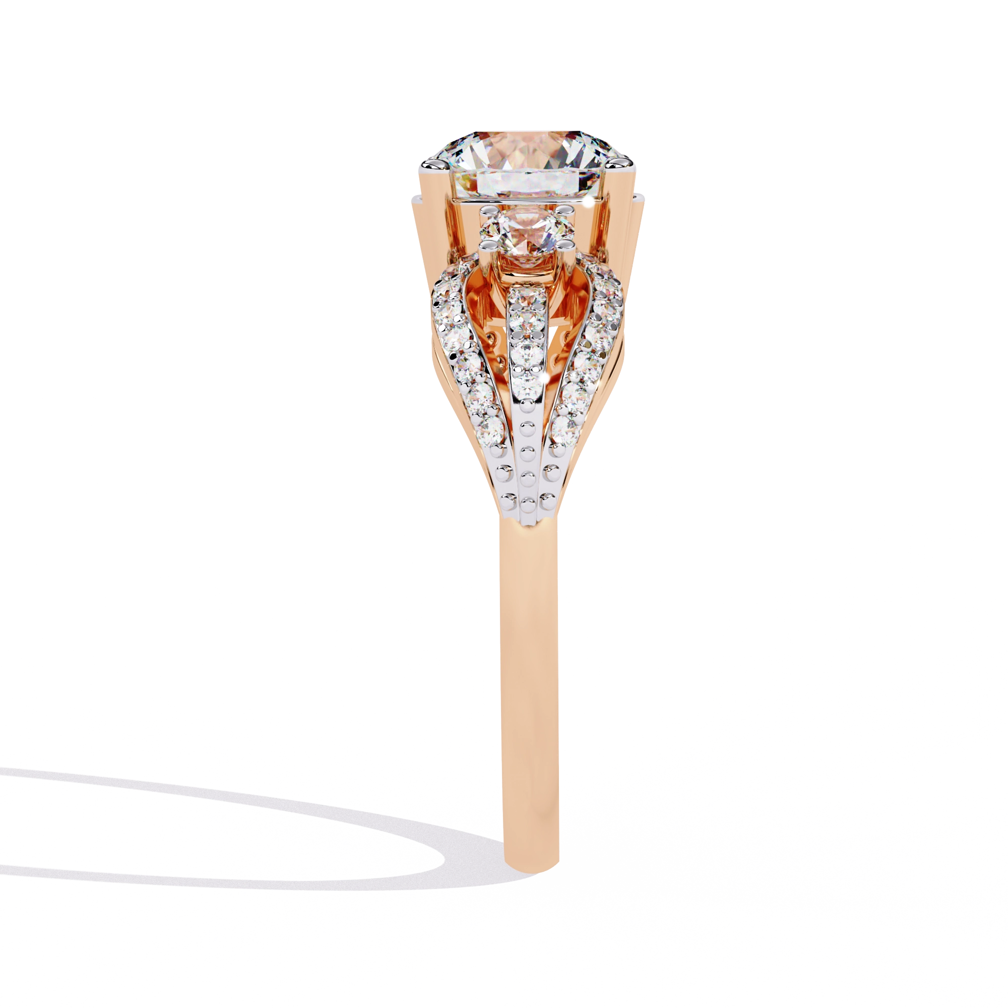 Three-Stone Solitaire Ring with CZ Diamonds
