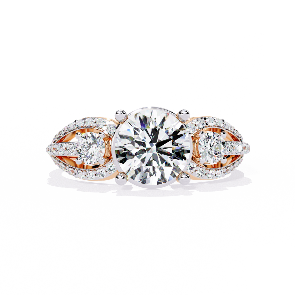 Three-Stone Solitaire Ring with CZ Diamonds