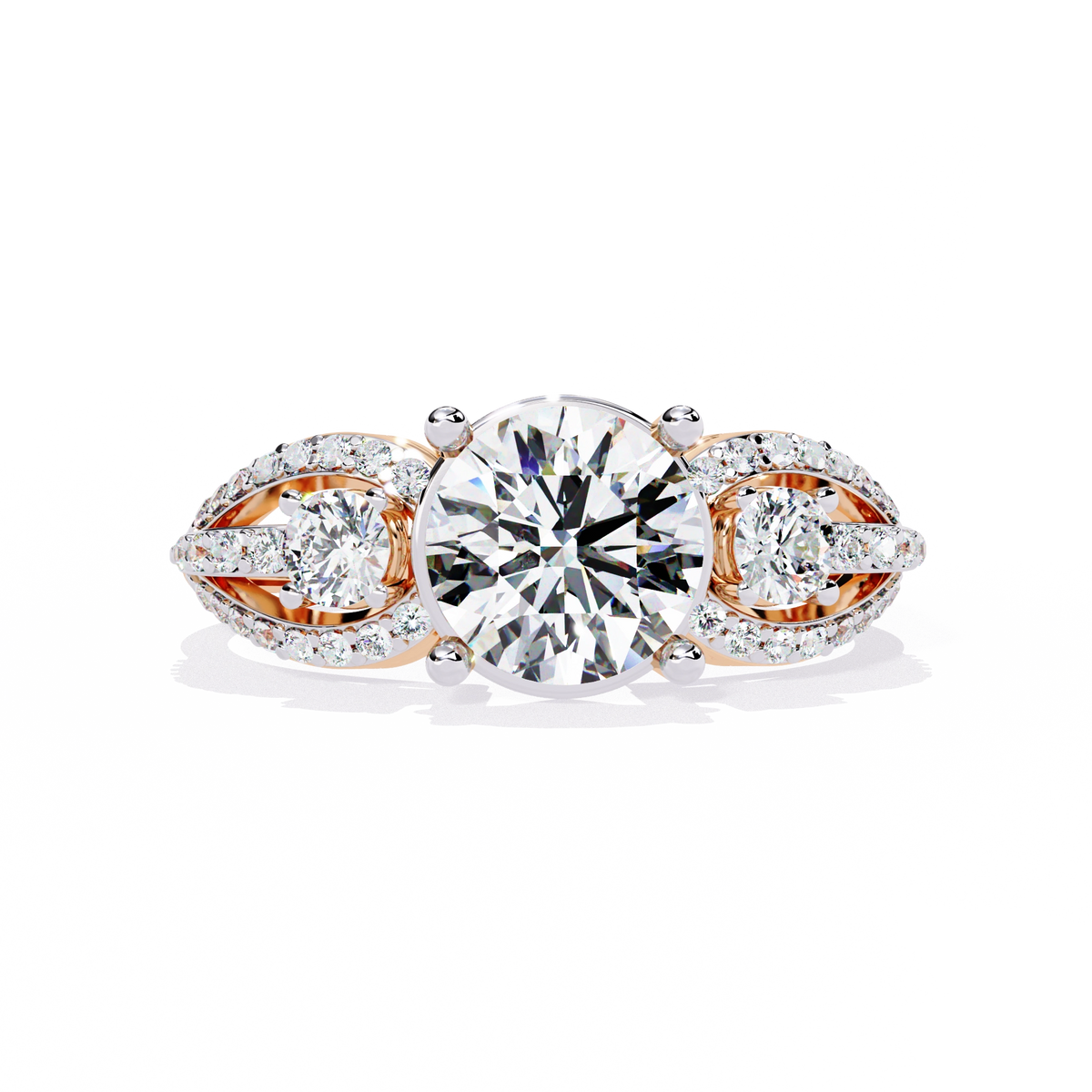 Three-Stone Solitaire Ring with CZ Diamonds