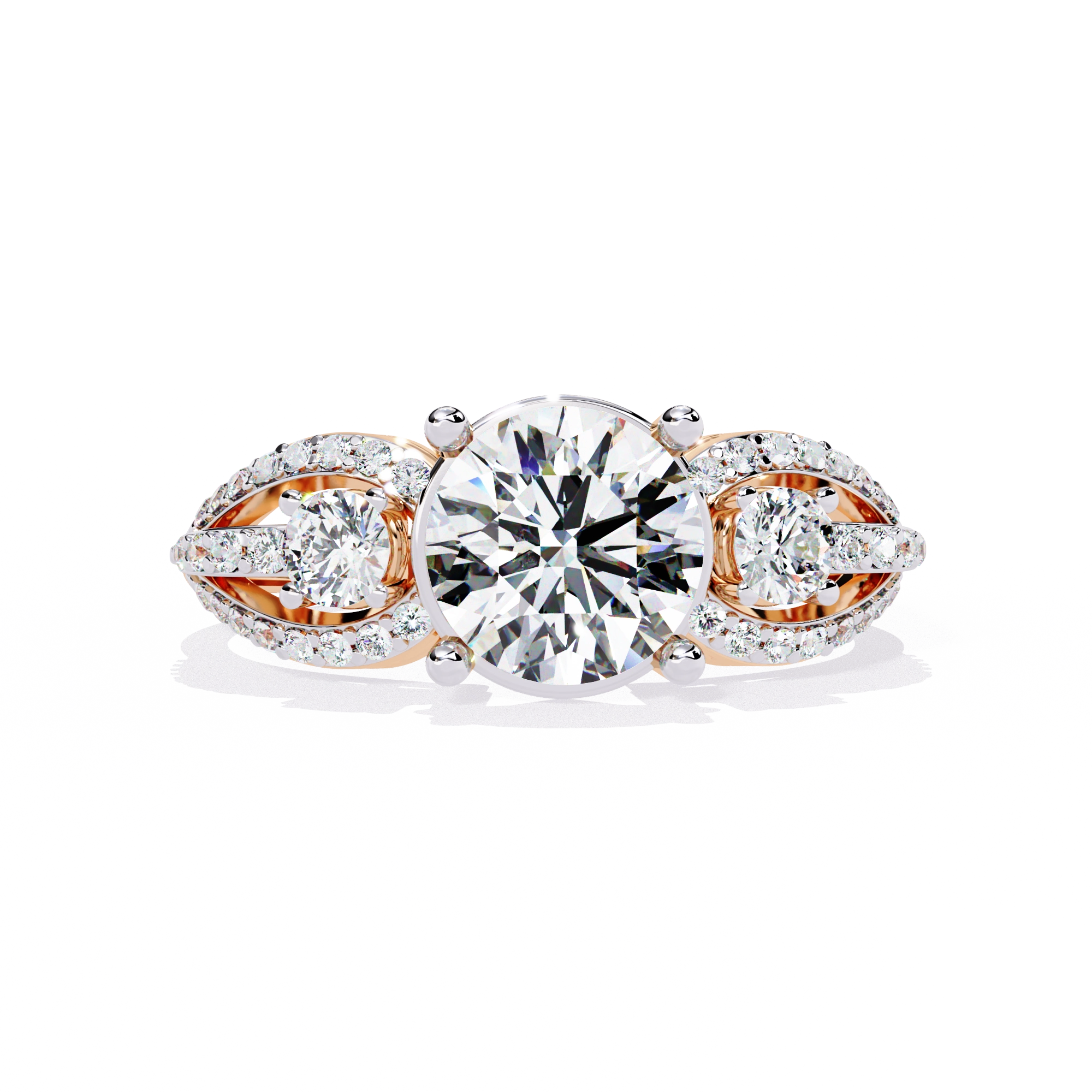 Three-Stone Solitaire Ring with CZ Diamonds