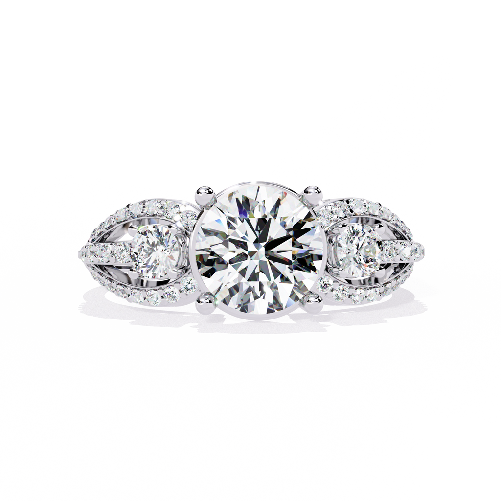 Three-Stone Solitaire Ring with CZ Diamonds