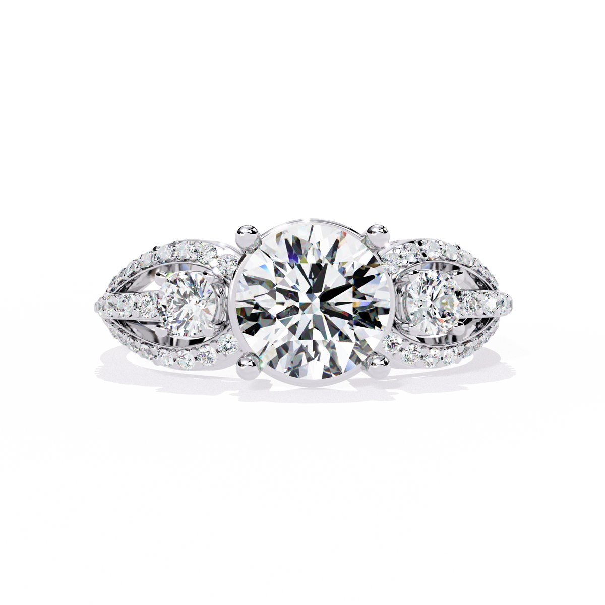 Three-Stone Solitaire Ring with CZ Diamonds