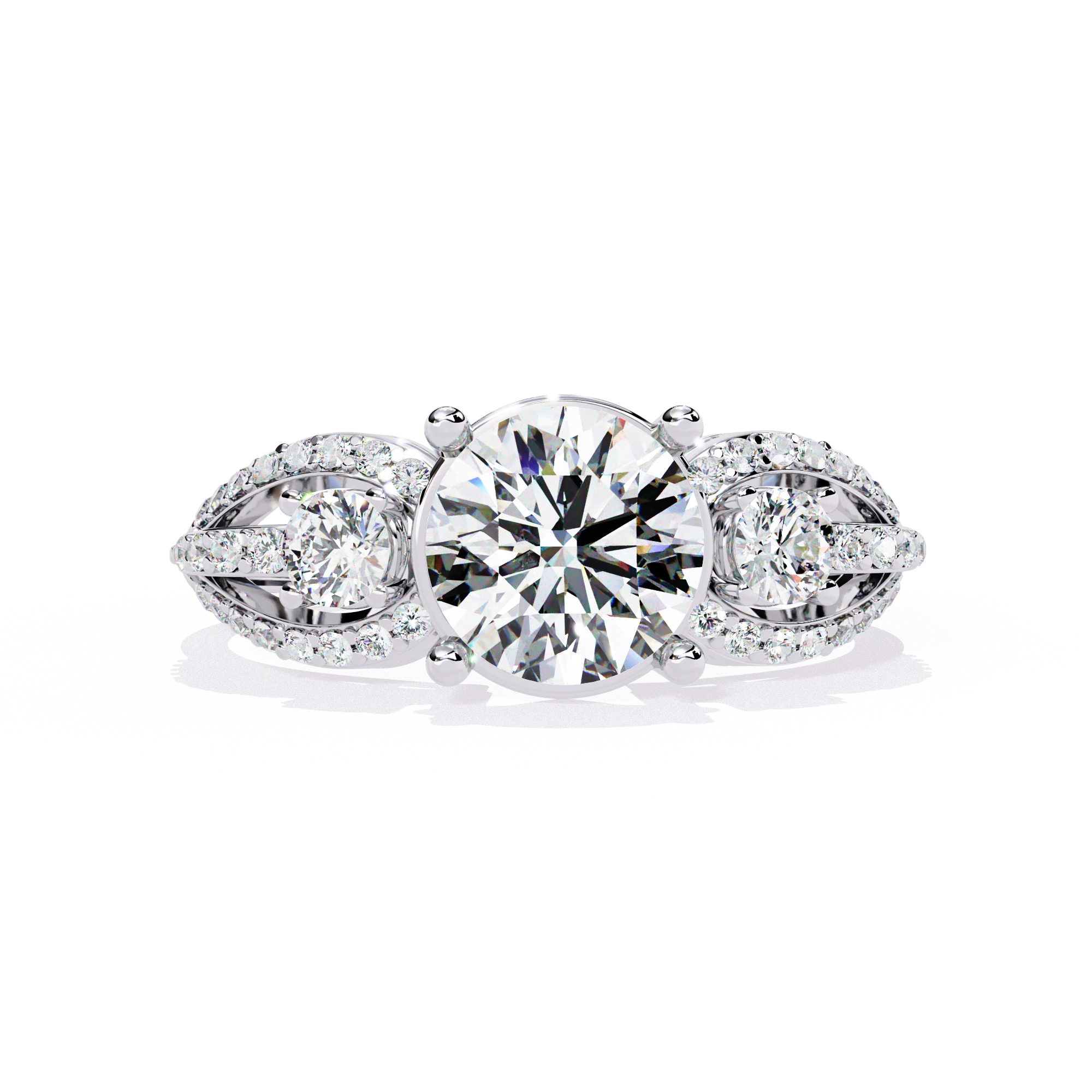 Three-Stone Solitaire Ring with CZ Diamonds