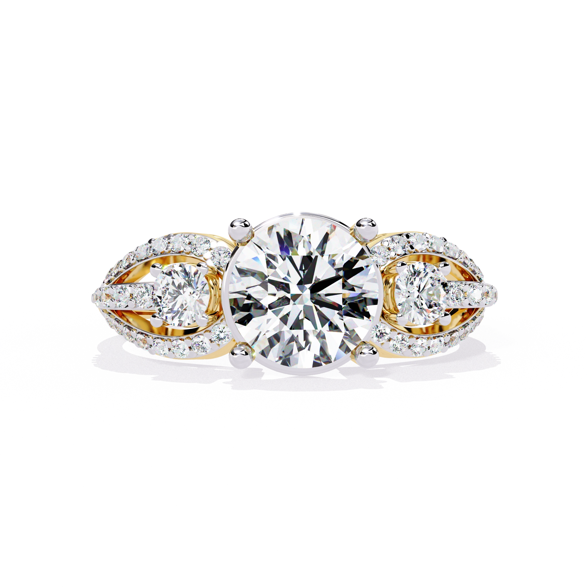 Three-Stone Solitaire Ring with CZ Diamonds