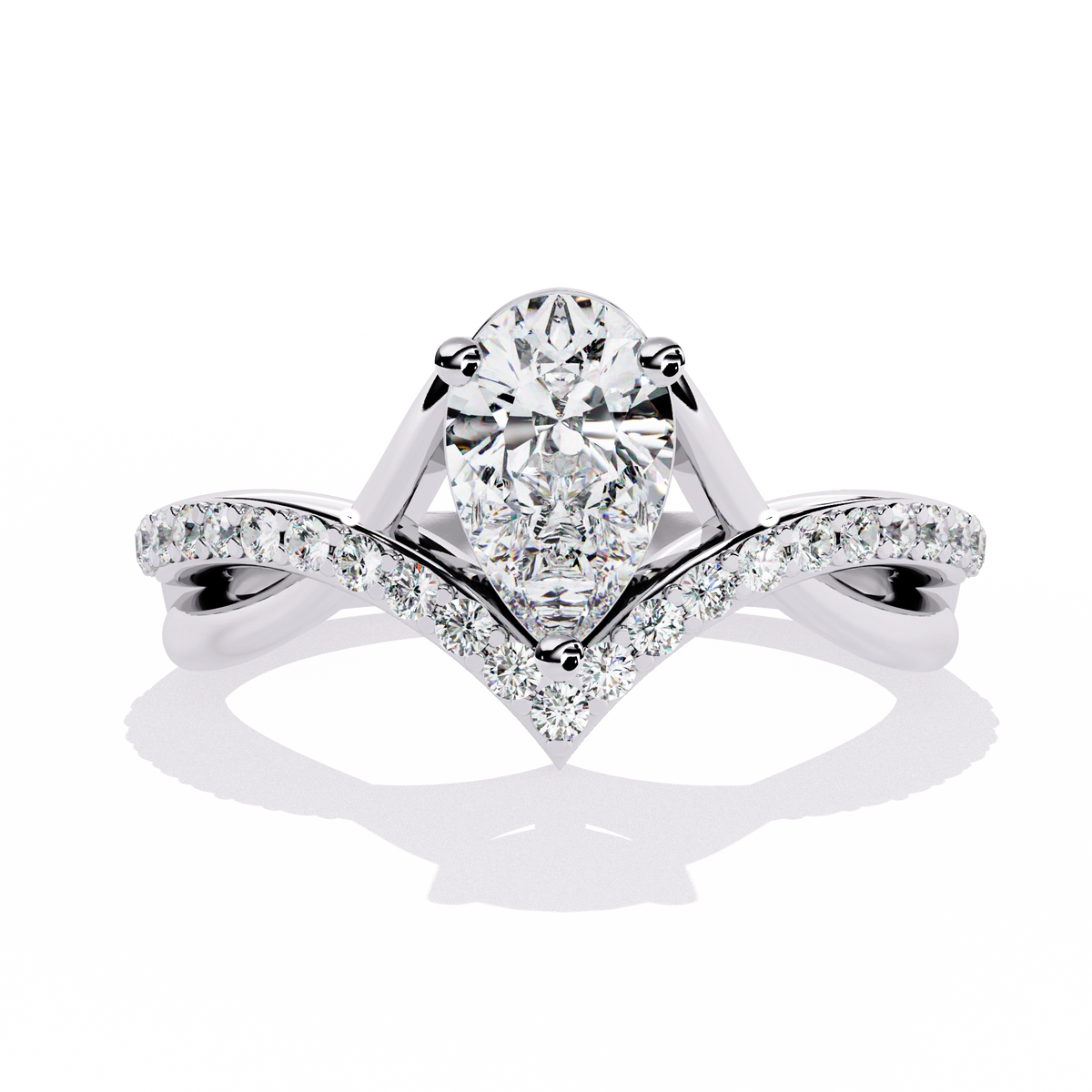 Heart Shape Solitaire Ring with CZ Stones