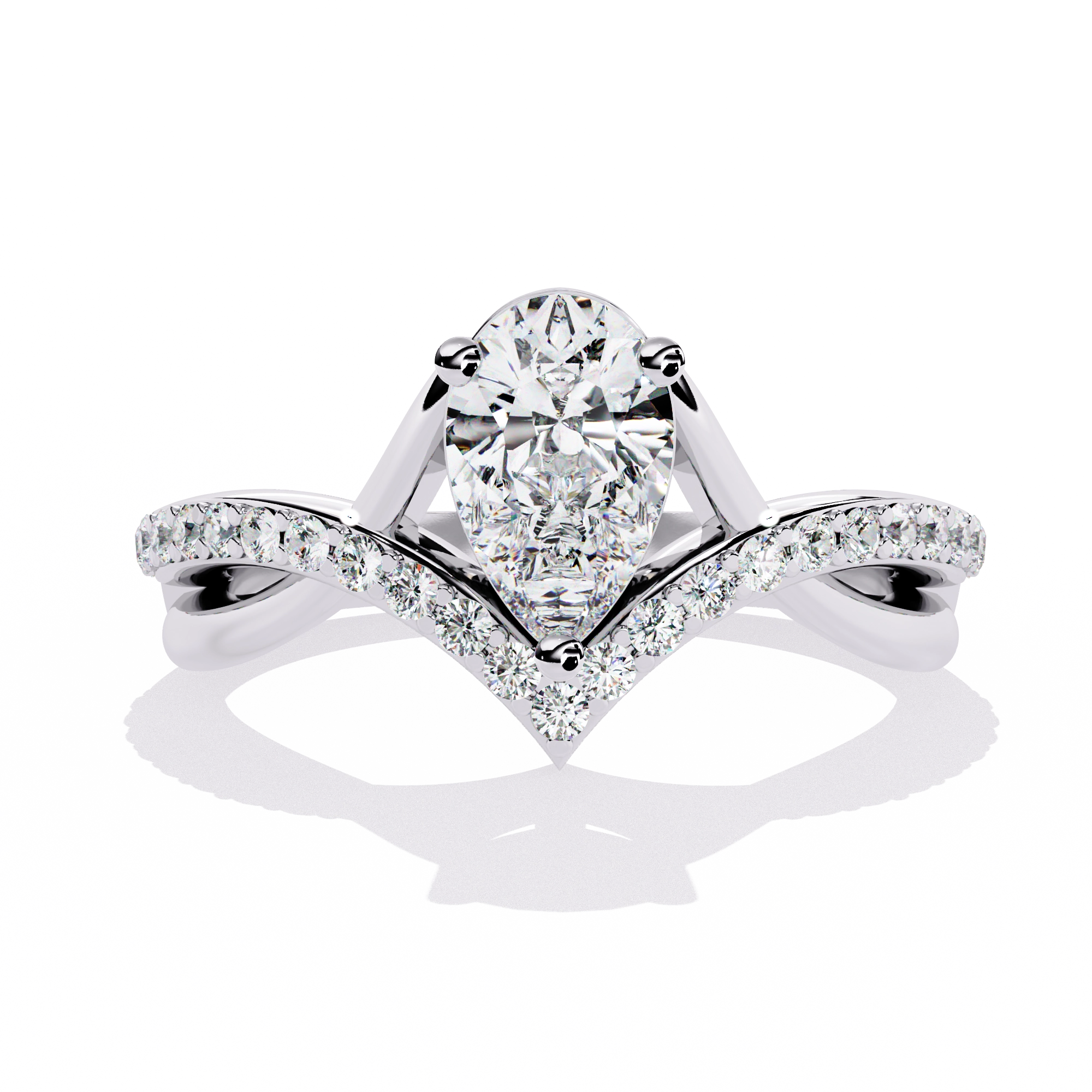 Heart Shape Solitaire Ring with CZ Stones