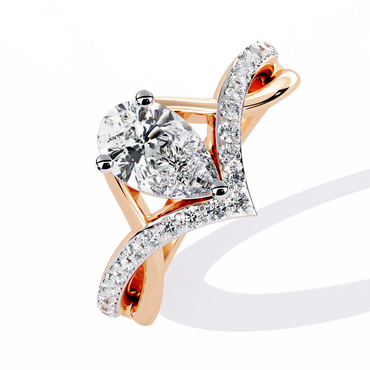 Heart Shape Solitaire Ring with CZ Stones