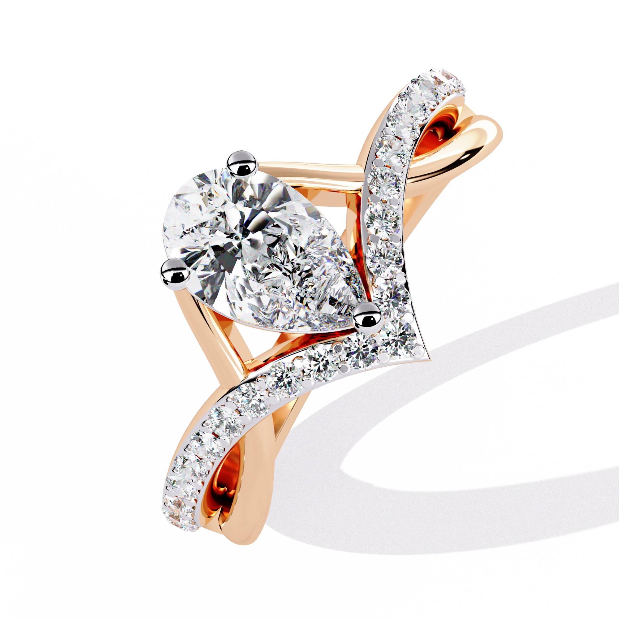 Heart Shape Solitaire Ring with CZ Stones