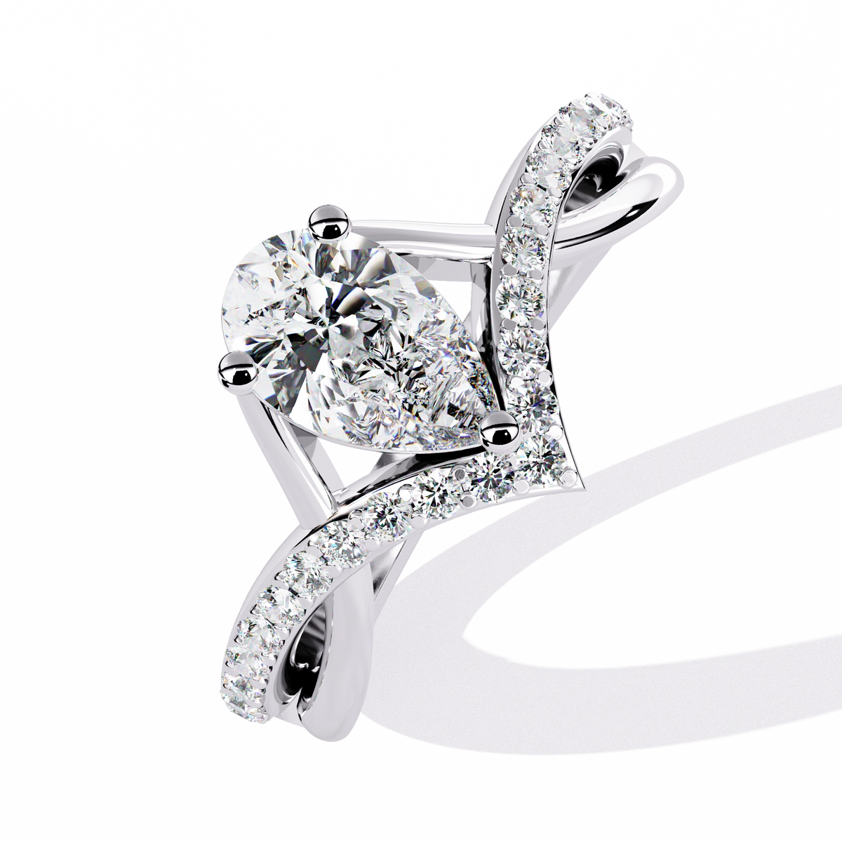 Heart Shape Solitaire Ring with CZ Stones