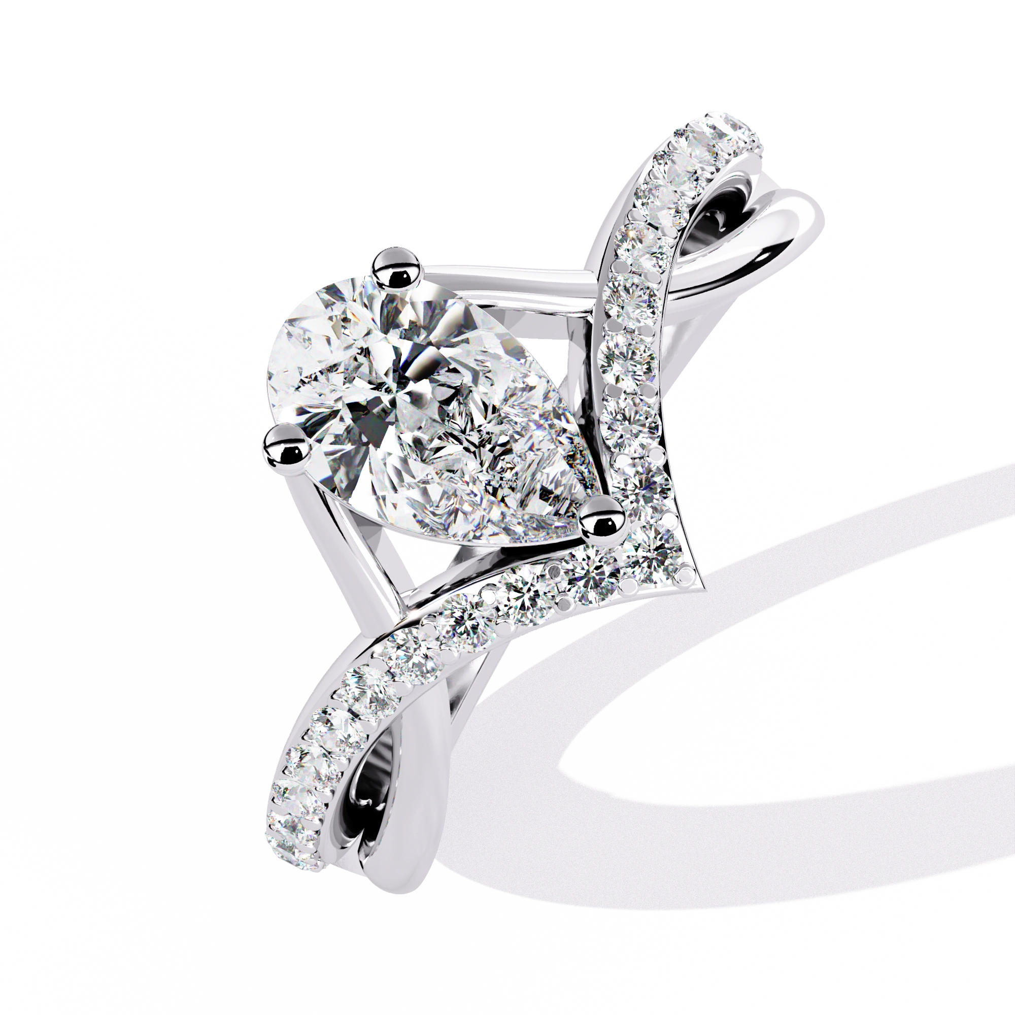 Heart Shape Solitaire Ring with CZ Stones
