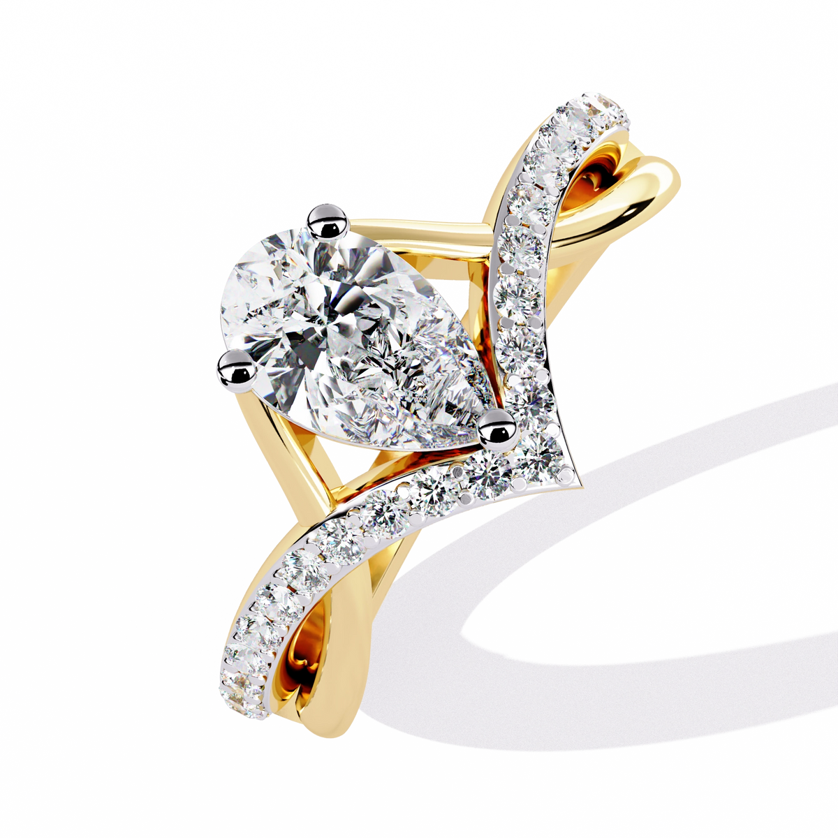 Heart Shape Solitaire Ring with CZ Stones