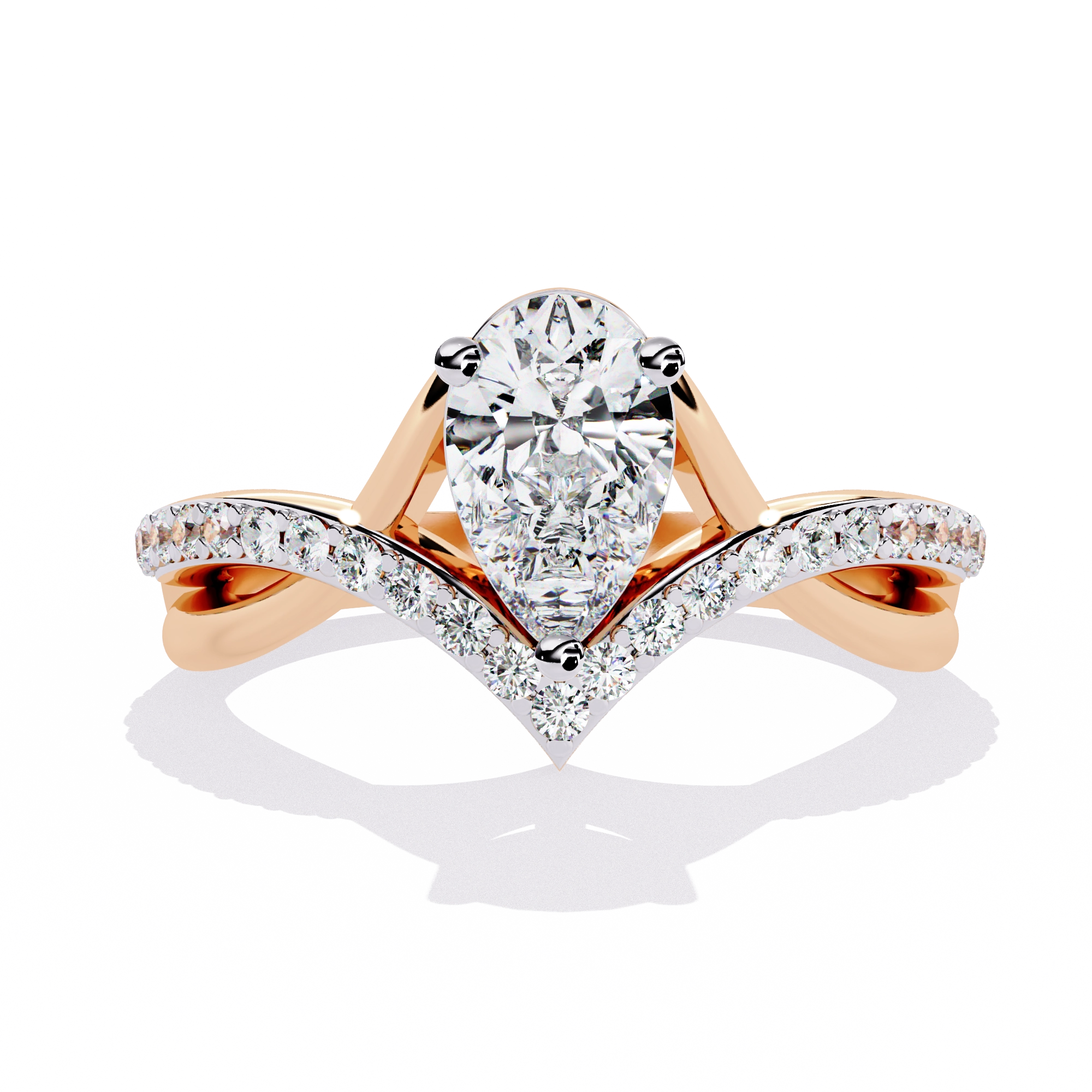 Heart Shape Solitaire Ring with CZ Stones
