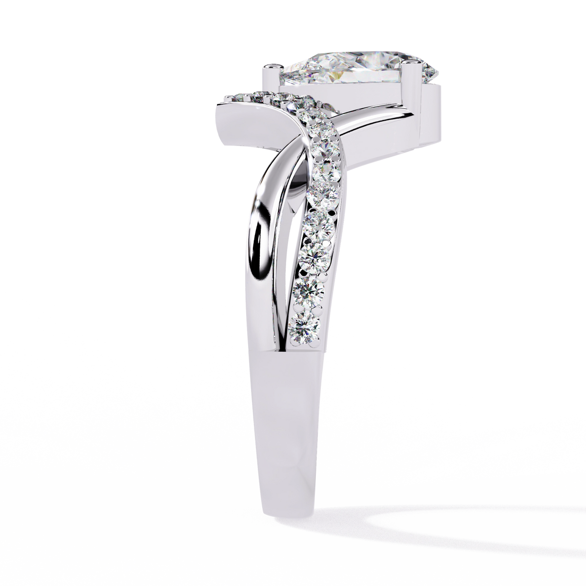 Heart Shape Solitaire Ring with CZ Stones