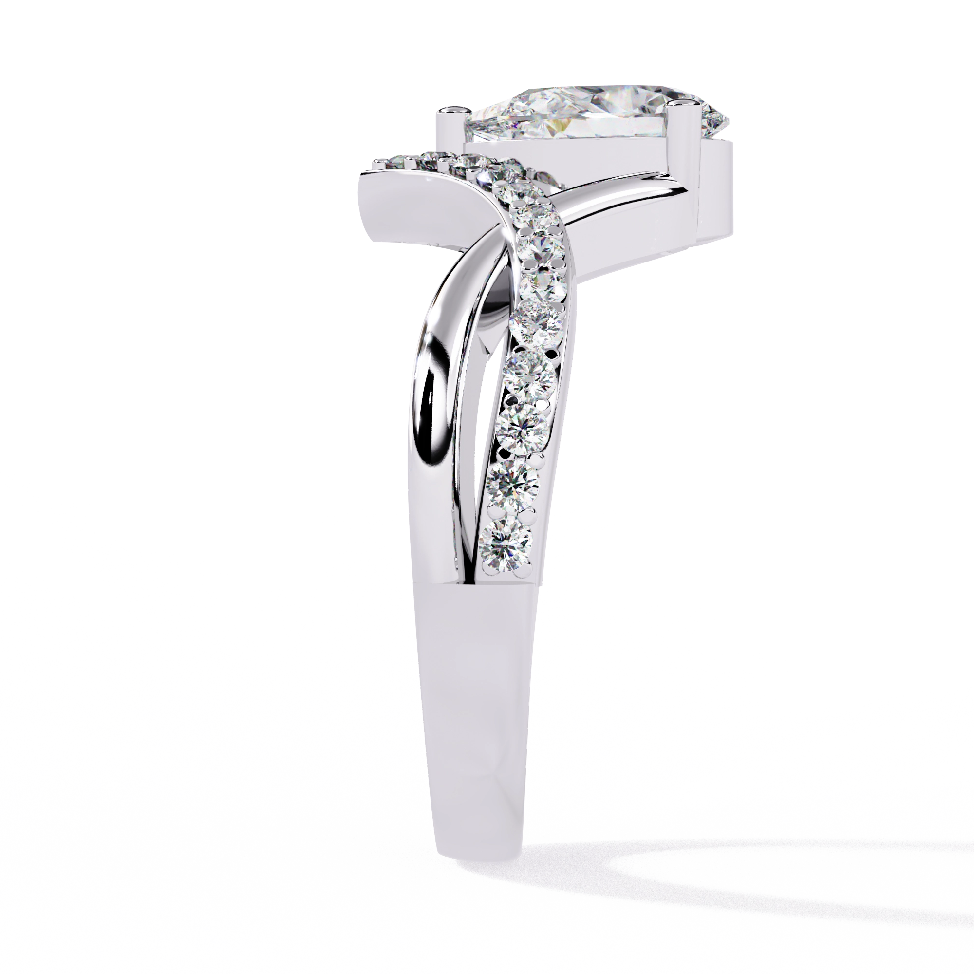 Heart Shape Solitaire Ring with CZ Stones