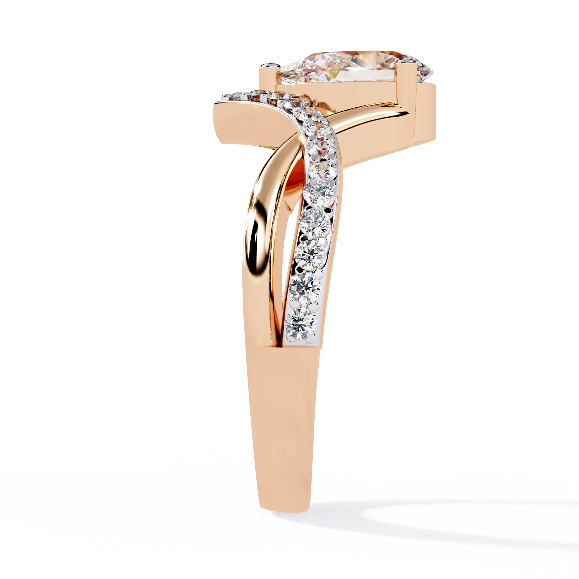 Heart Shape Solitaire Ring with CZ Stones