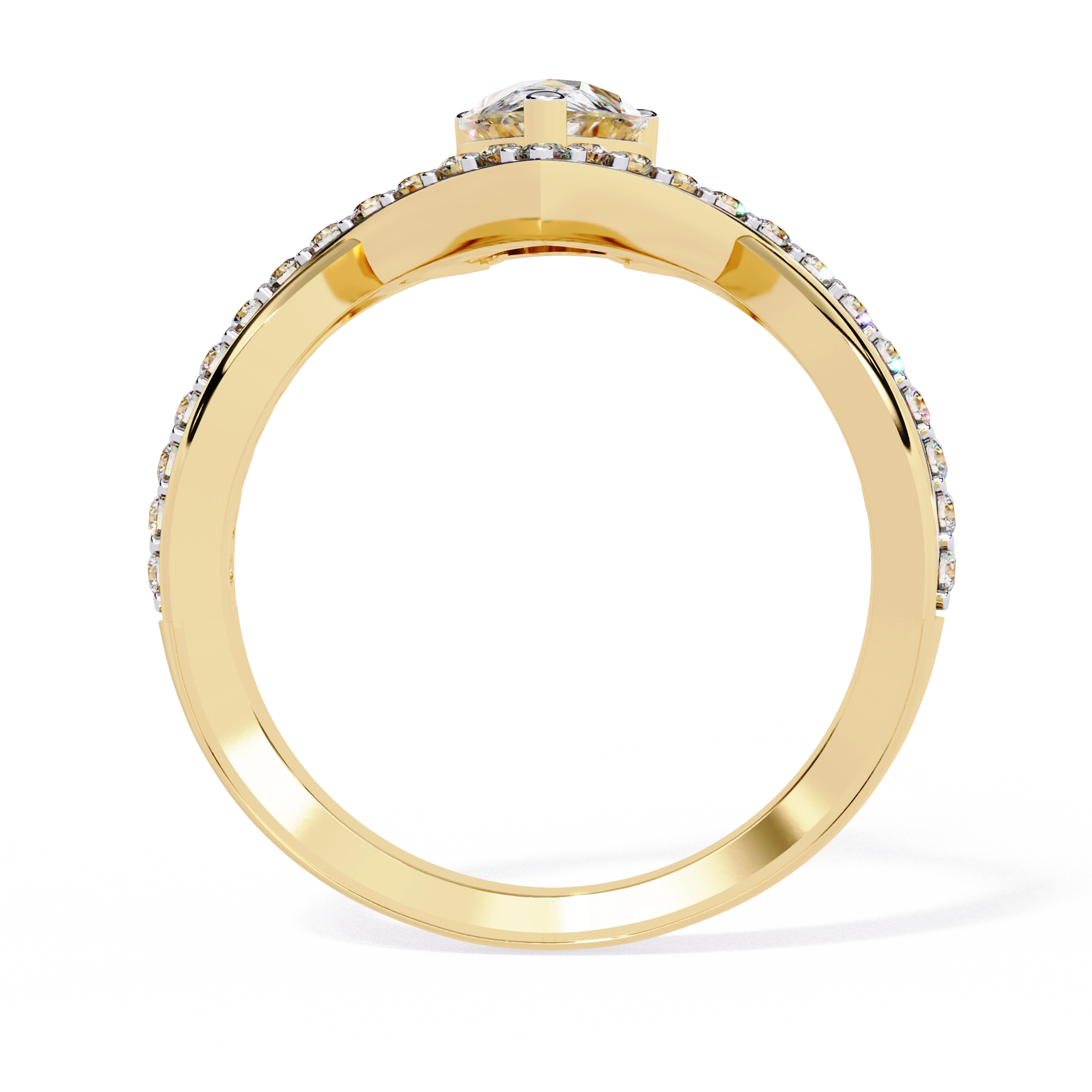 Heart Shape Solitaire Ring with CZ Stones