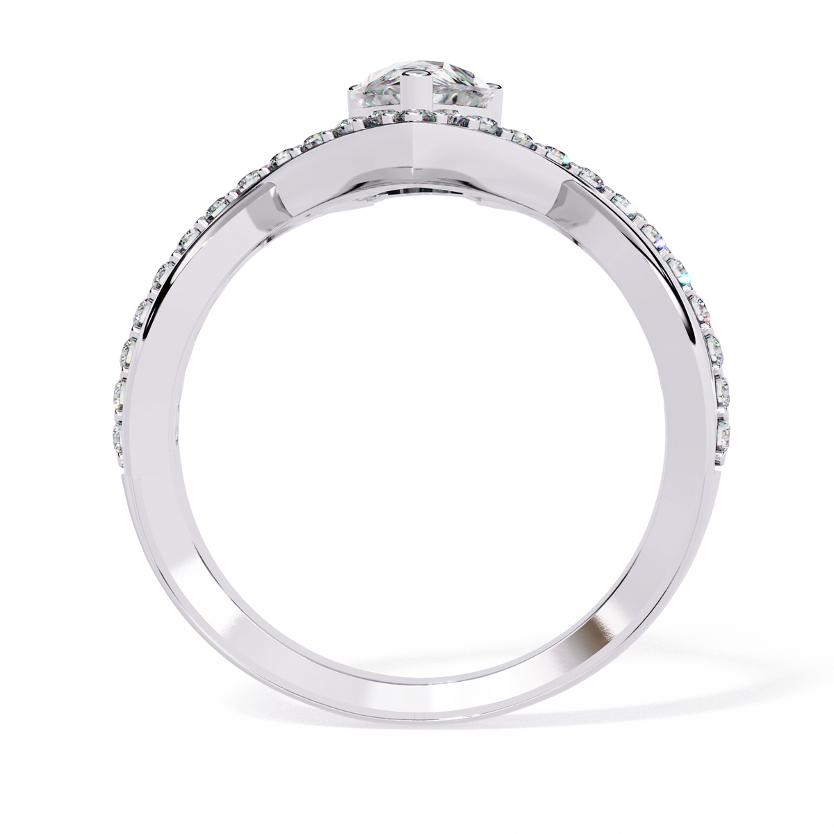 Heart Shape Solitaire Ring with CZ Stones