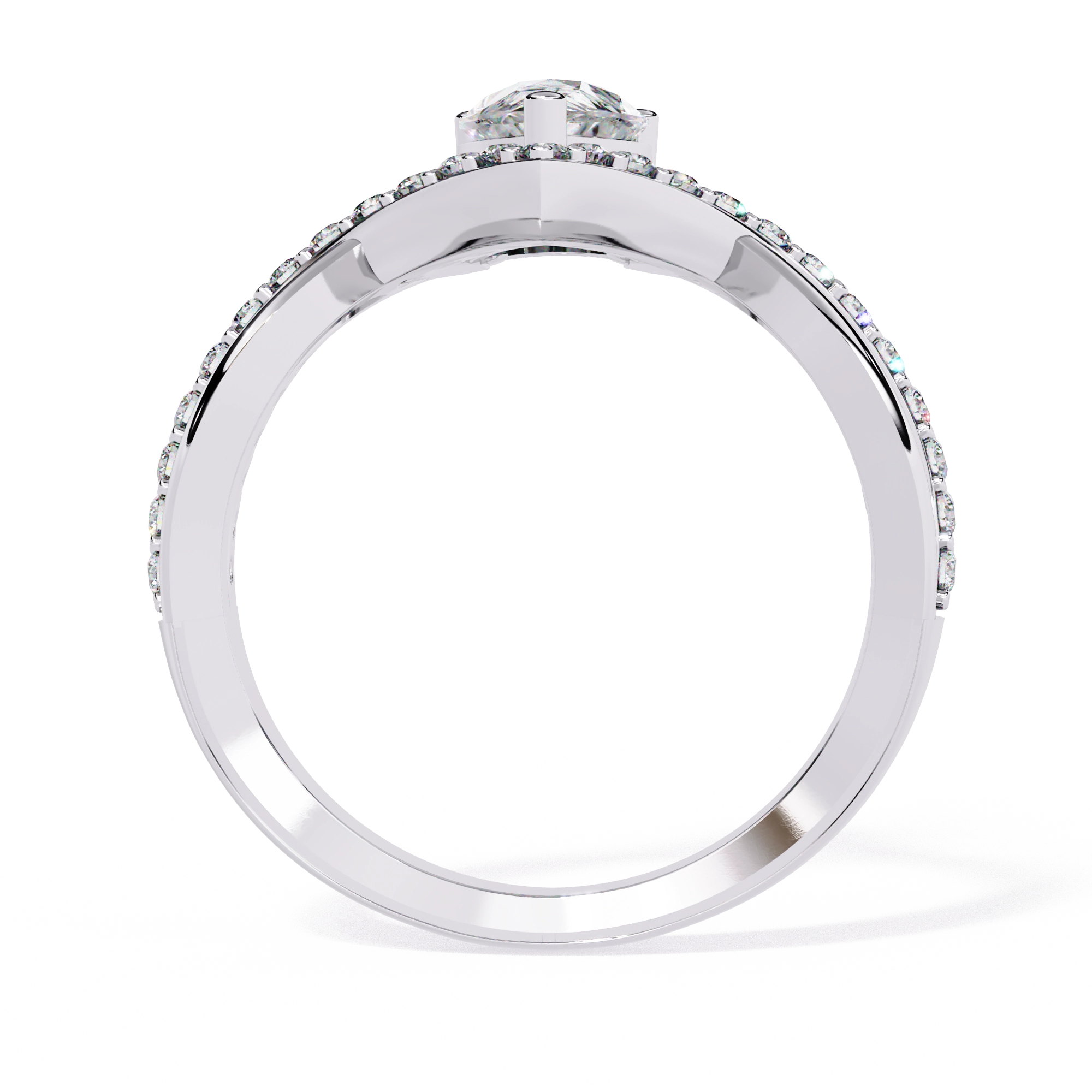 Heart Shape Solitaire Ring with CZ Stones