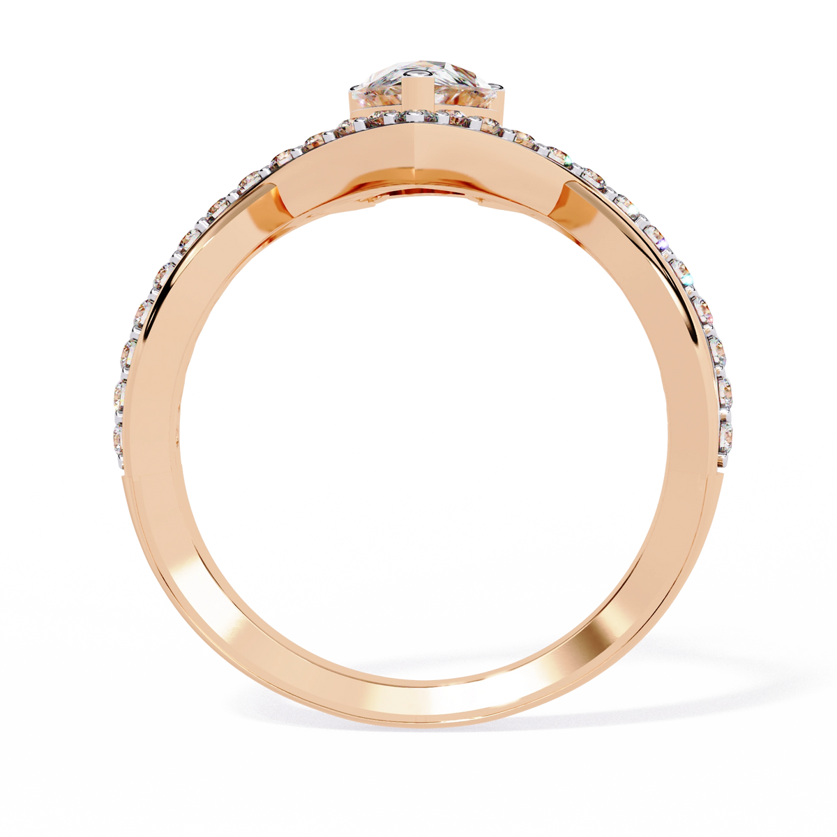 Heart Shape Solitaire Ring with CZ Stones