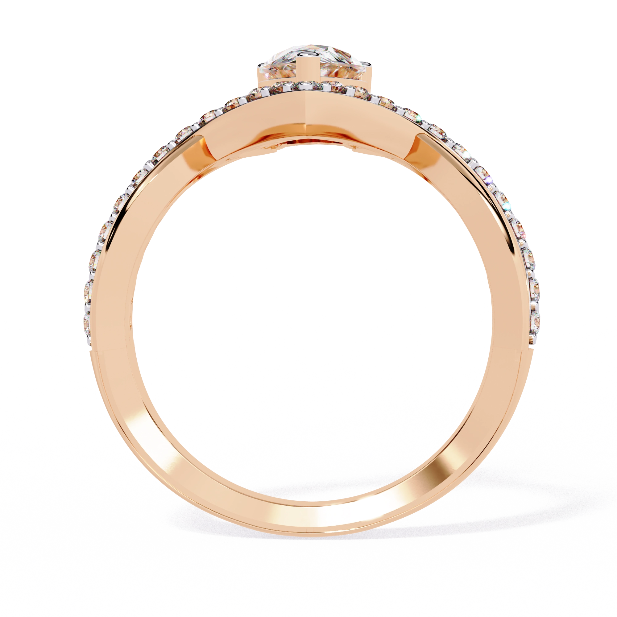 Heart Shape Solitaire Ring with CZ Stones