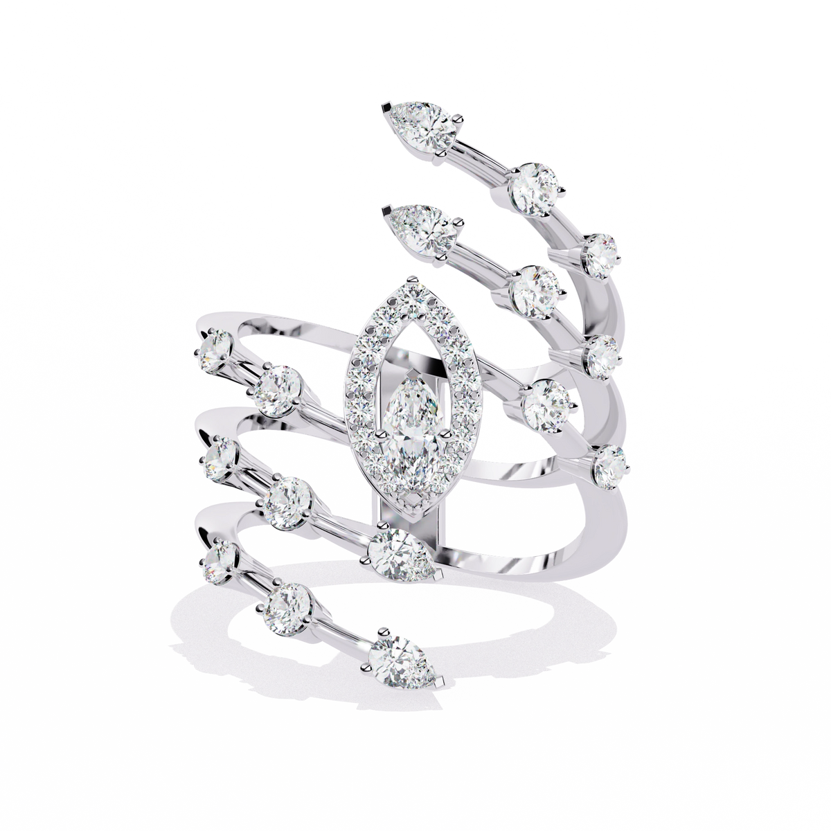 Elegant Marquise Diamond Multi-Band Ring