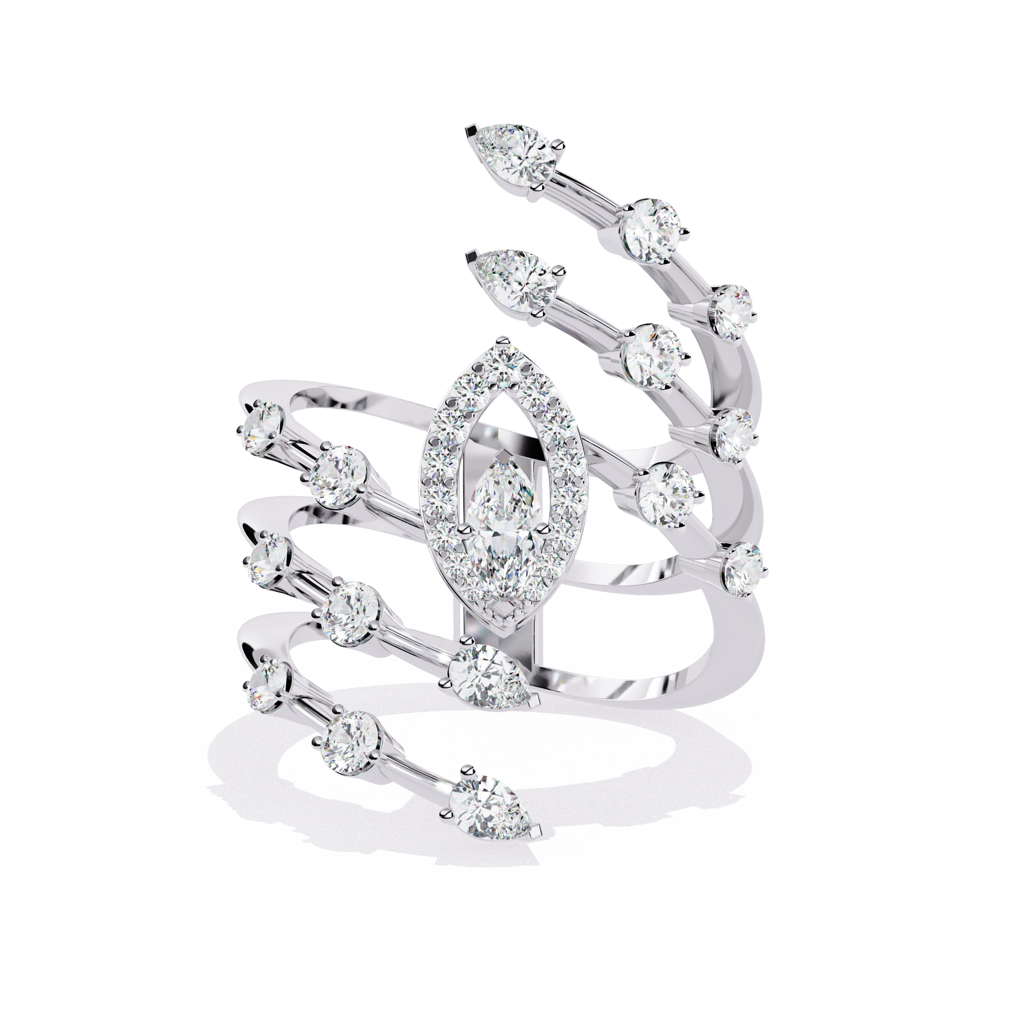 Elegant Marquise Diamond Multi-Band Ring
