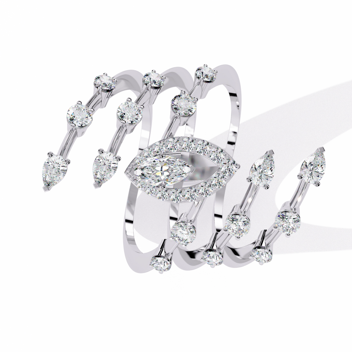 Elegant Marquise Diamond Multi-Band Ring