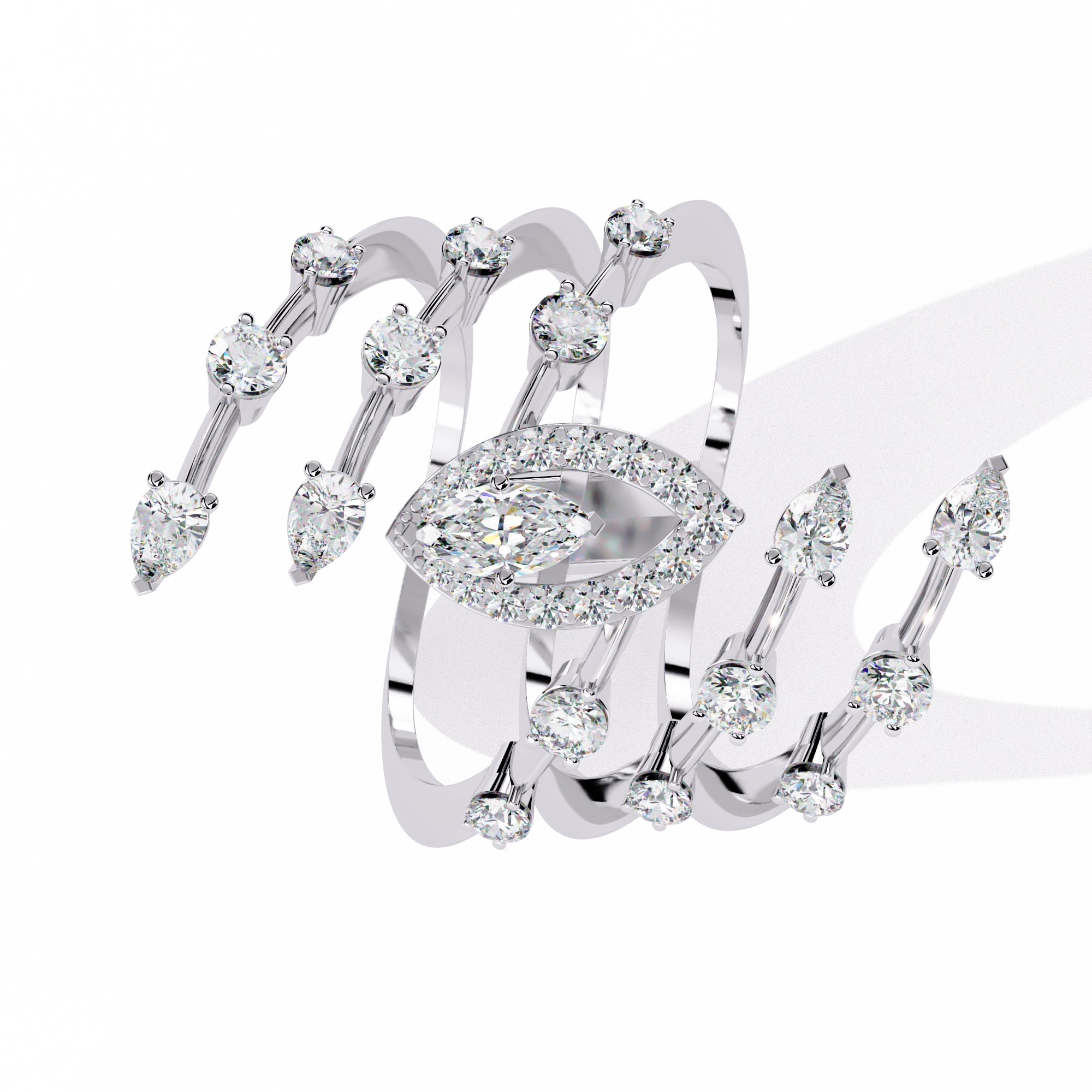 Elegant Marquise Diamond Multi-Band Ring