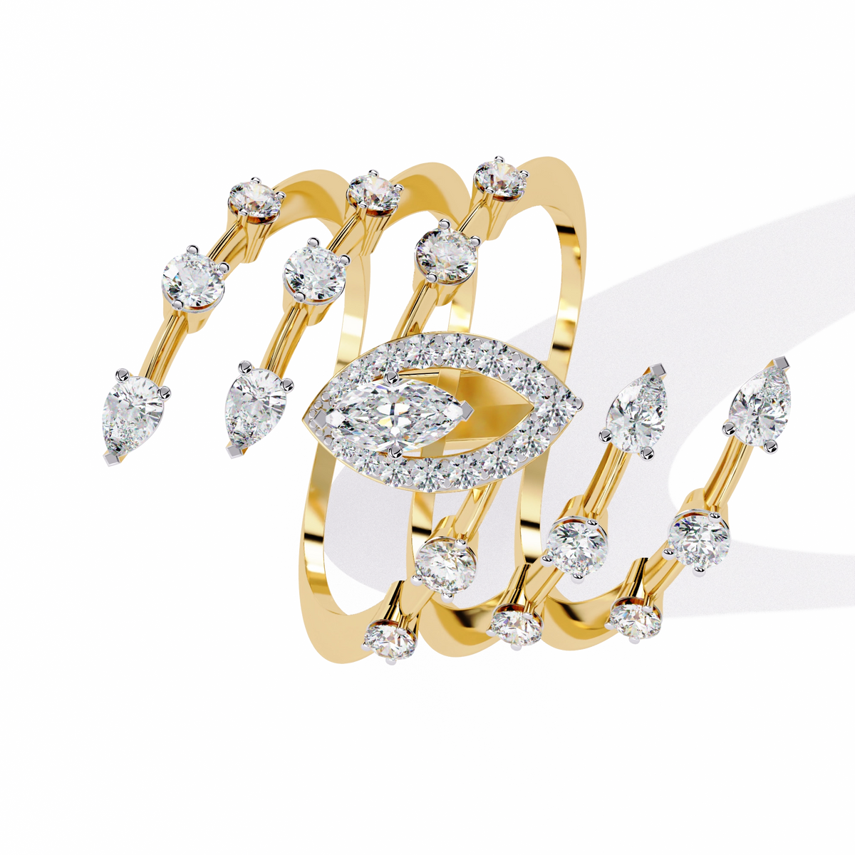 Elegant Marquise Diamond Multi-Band Ring