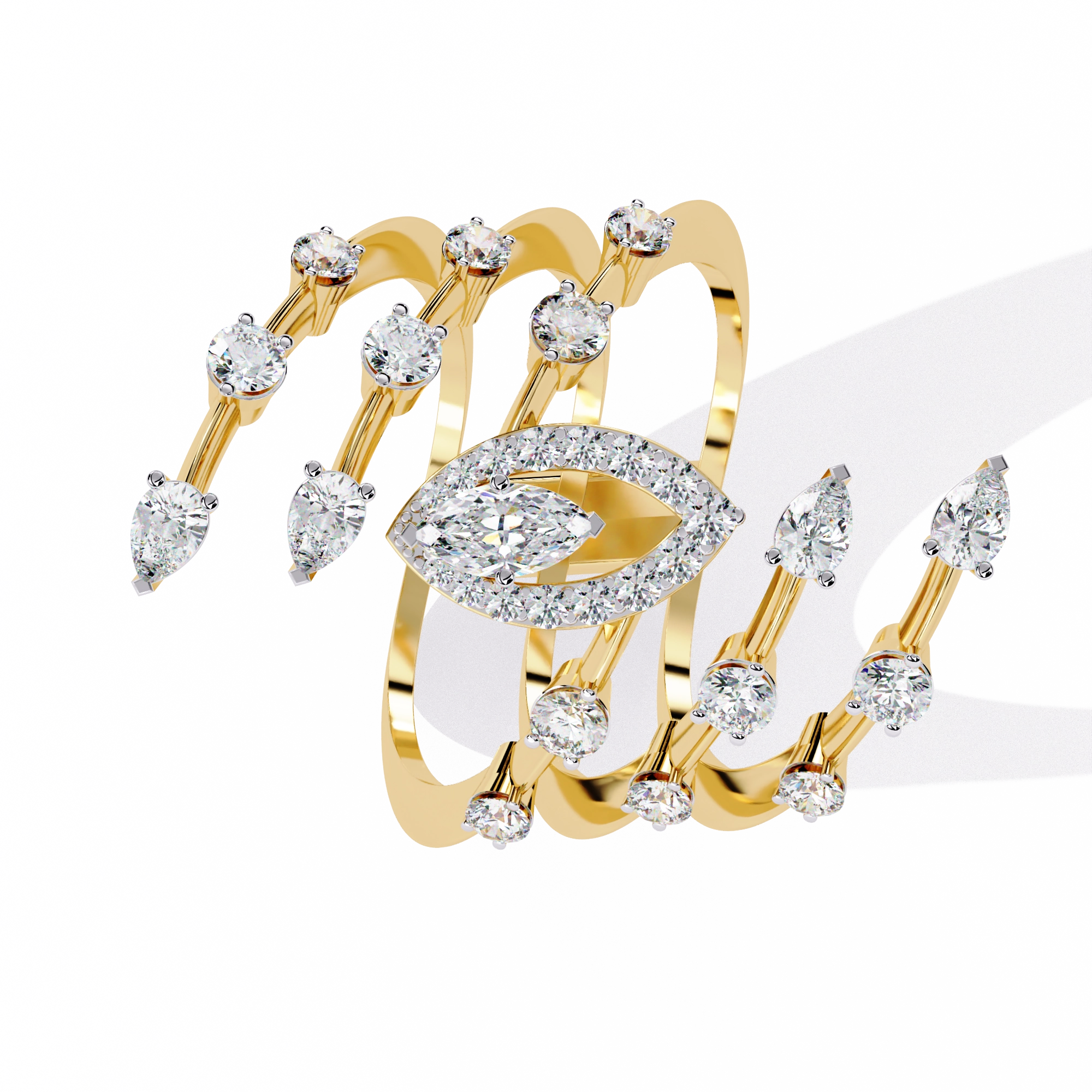Elegant Marquise Diamond Multi-Band Ring