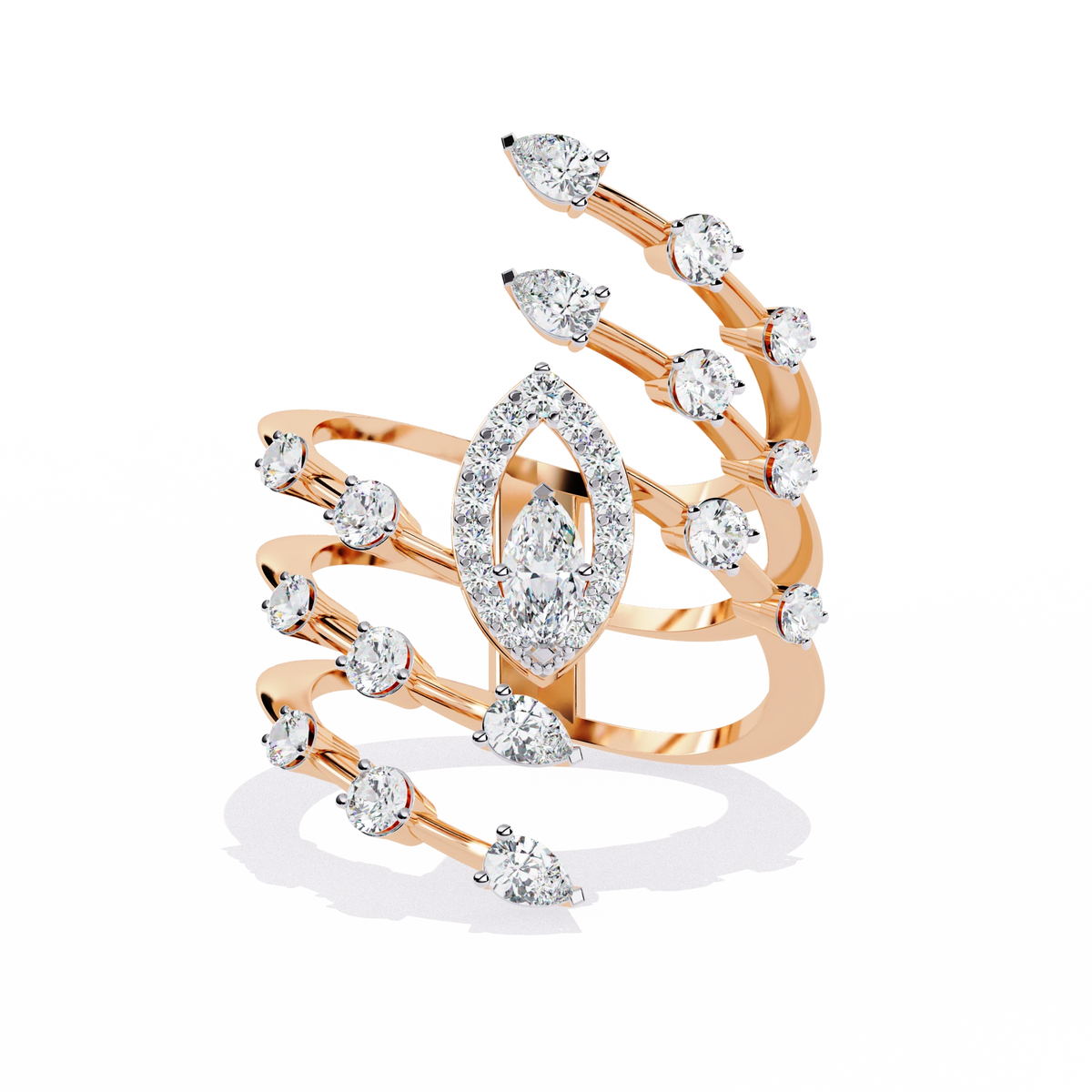 Elegant Marquise Diamond Multi-Band Ring