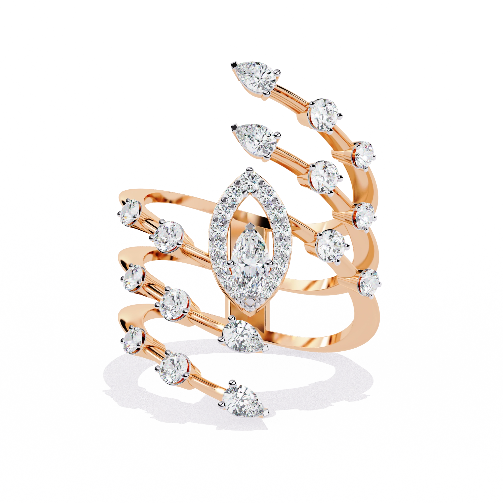 Elegant Marquise Diamond Multi-Band Ring
