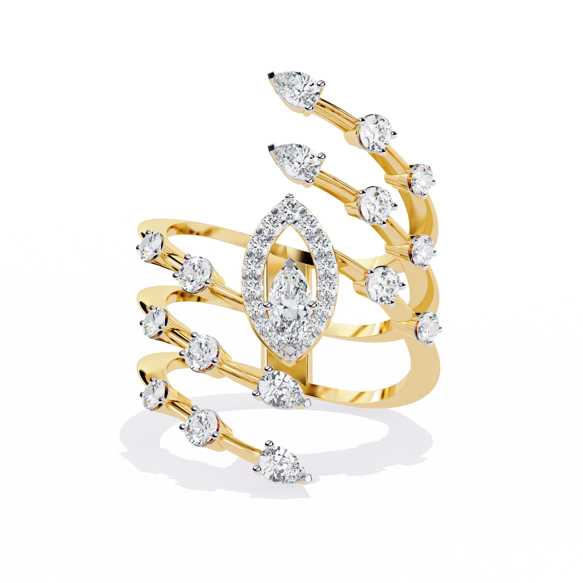 Elegant Marquise Diamond Multi-Band Ring