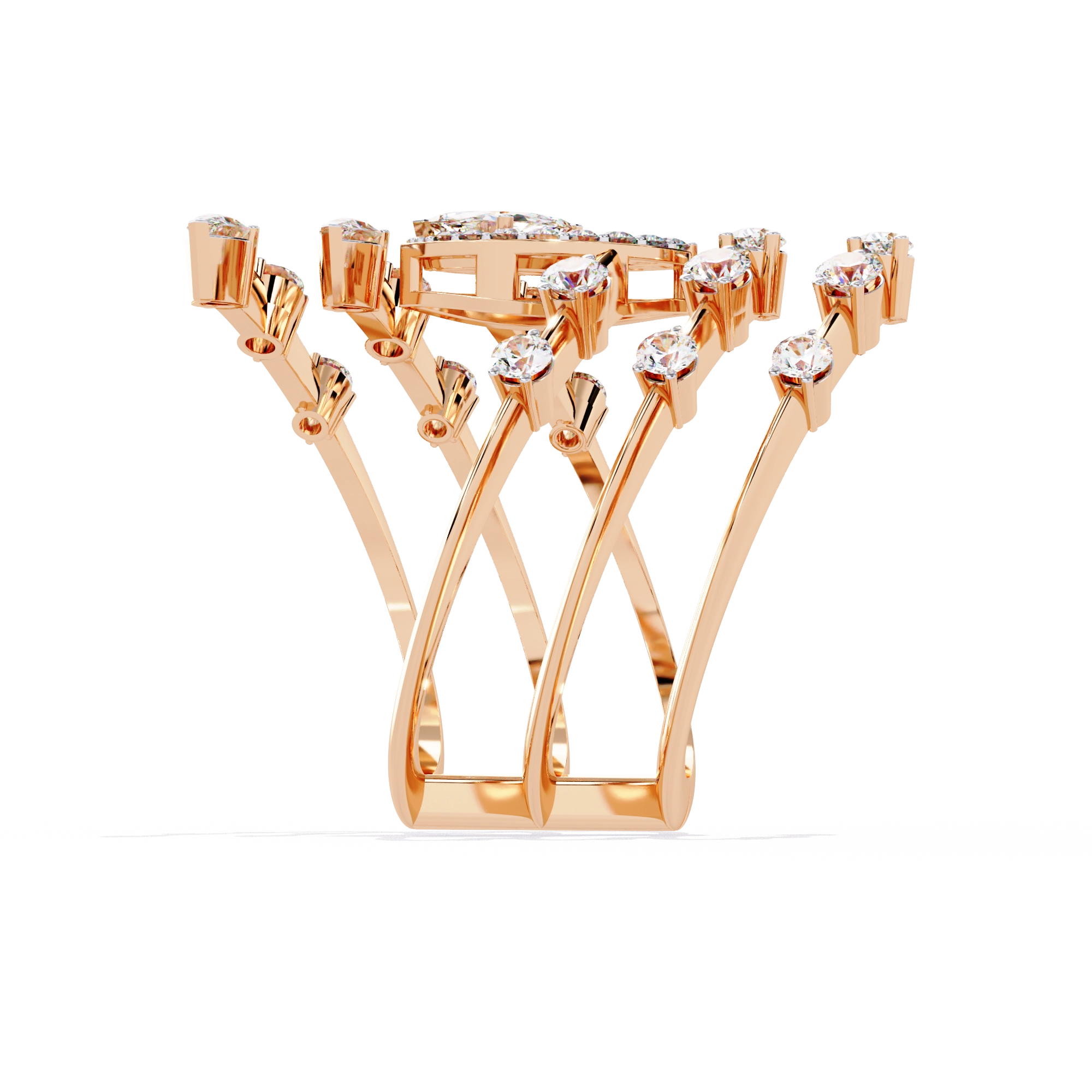 Elegant Marquise Diamond Multi-Band Ring