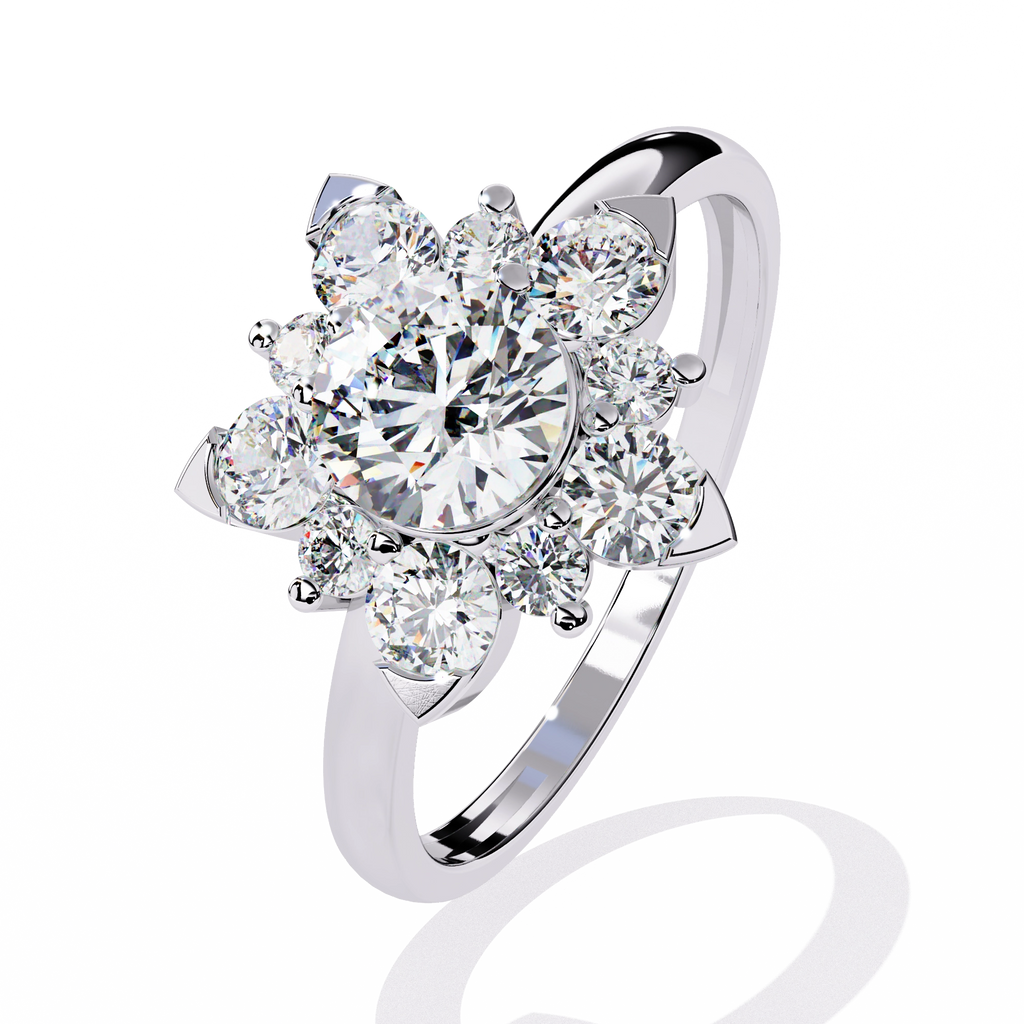 Elegant Diamond Floral Ring