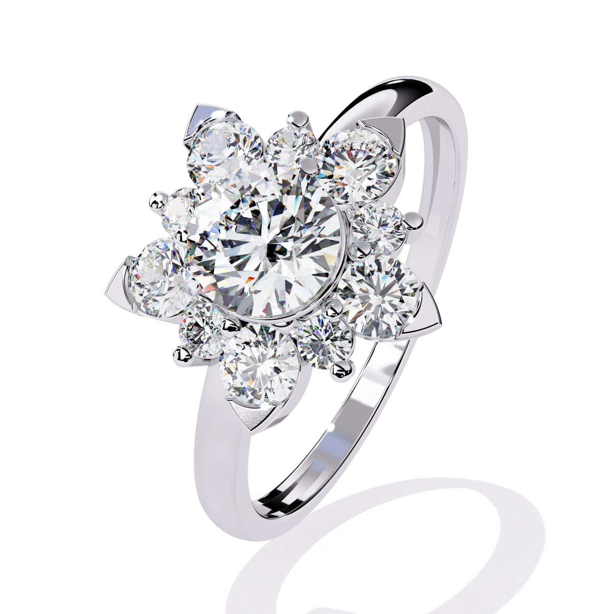 Elegant Diamond Floral Ring