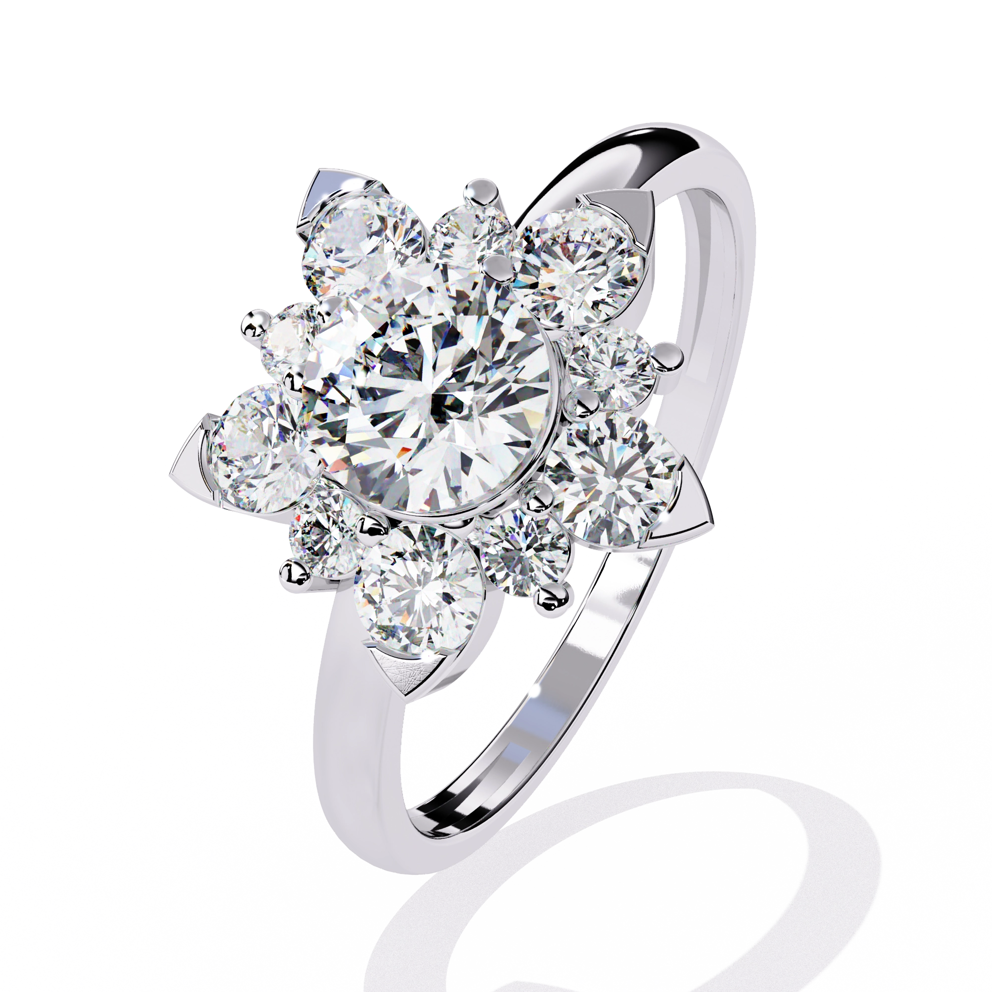 Elegant Diamond Floral Ring