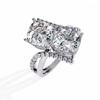 Luxury Twin Cushion Cut Diamond Ring