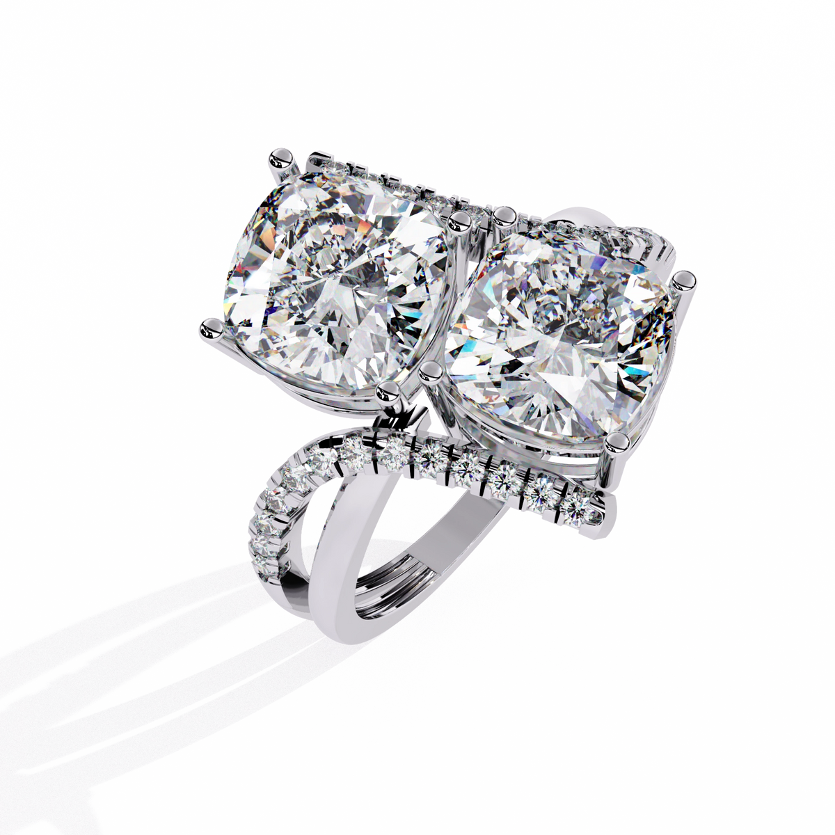 Luxury Twin Cushion Cut Diamond Ring