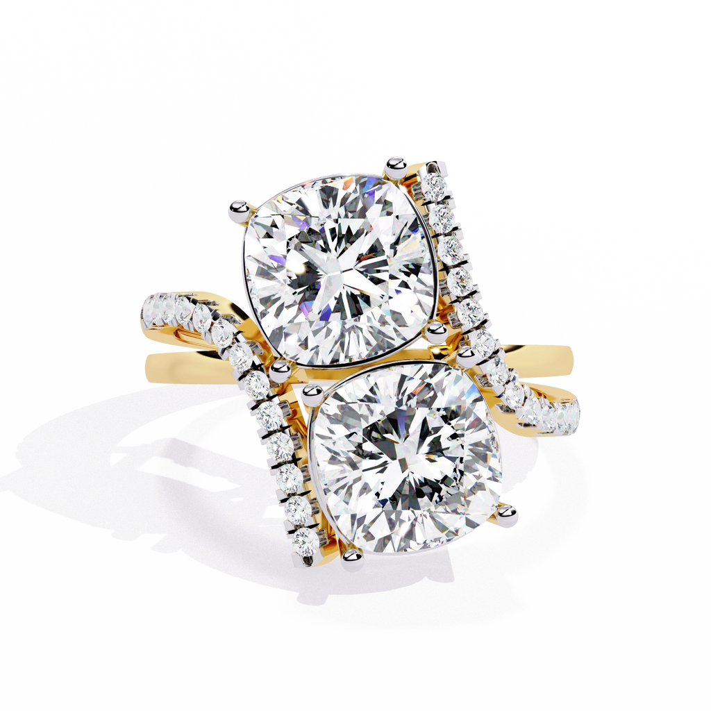 Luxury Twin Cushion Cut Diamond Ring