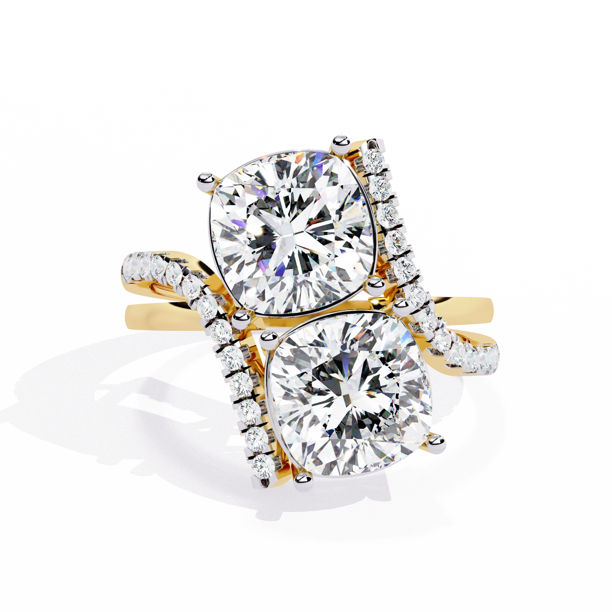 Luxury Twin Cushion Cut Diamond Ring